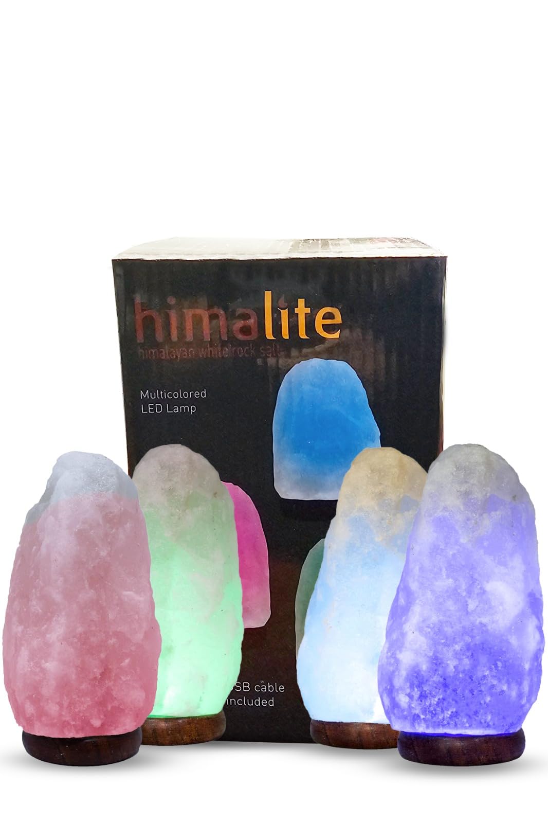 Led White-Color Changing Pure Himalayan Salt Lamp 7 Inches Tall With Usb Adaptor And Wooden Base Himalite Carnival Of Lights Whi