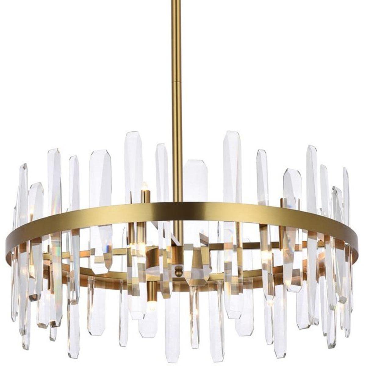 Elegant Lighting Modern Bright Home Decorative Serena 25 Inch Crystal Round Pendant - Satin Gold