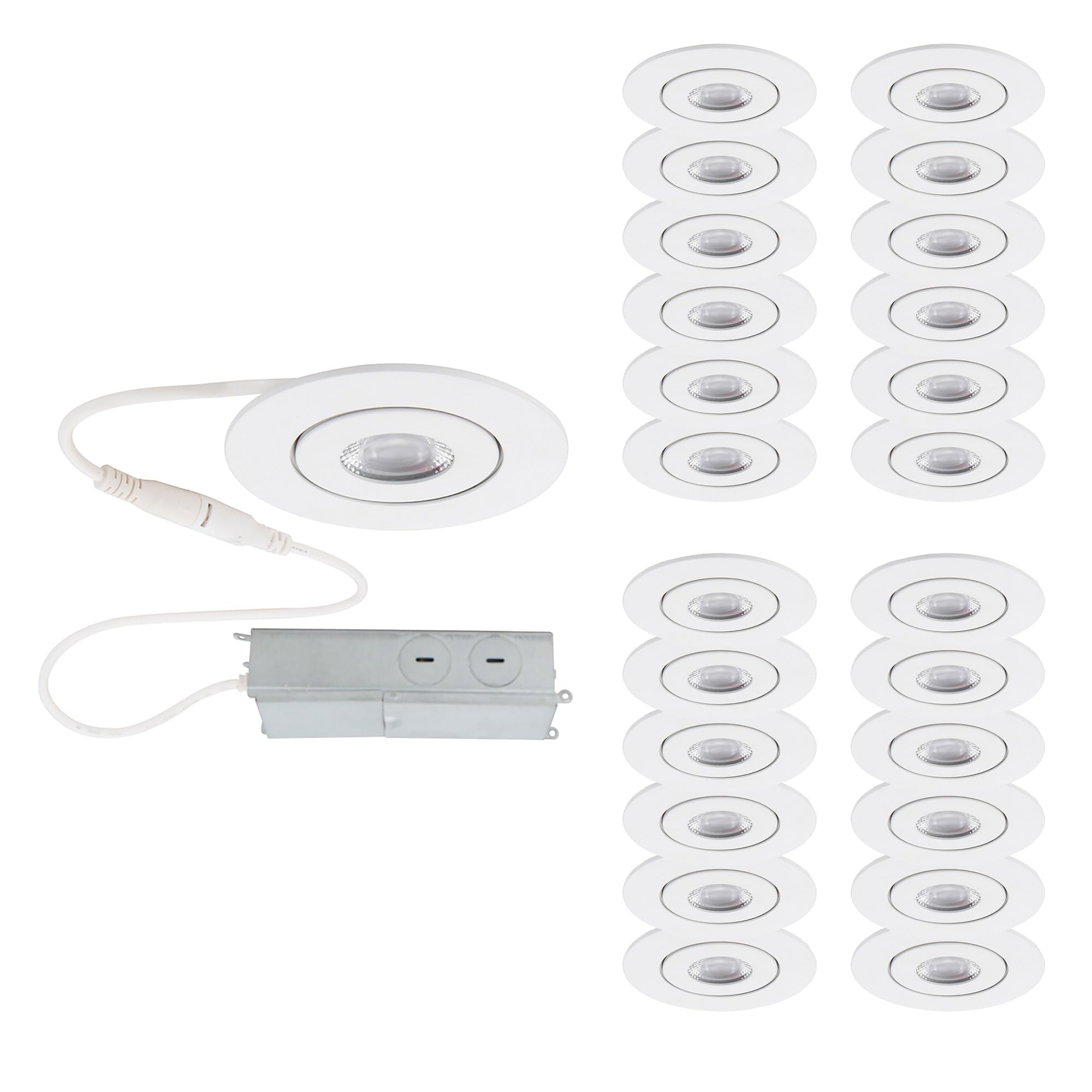 Wac Lighting Lotos 2In Led Round Adjustable Recessed Light 3000K Warm White 6W 530 Lumens Ic-Rated Airtight 120V-277V Universal In White (Pack Of 24)