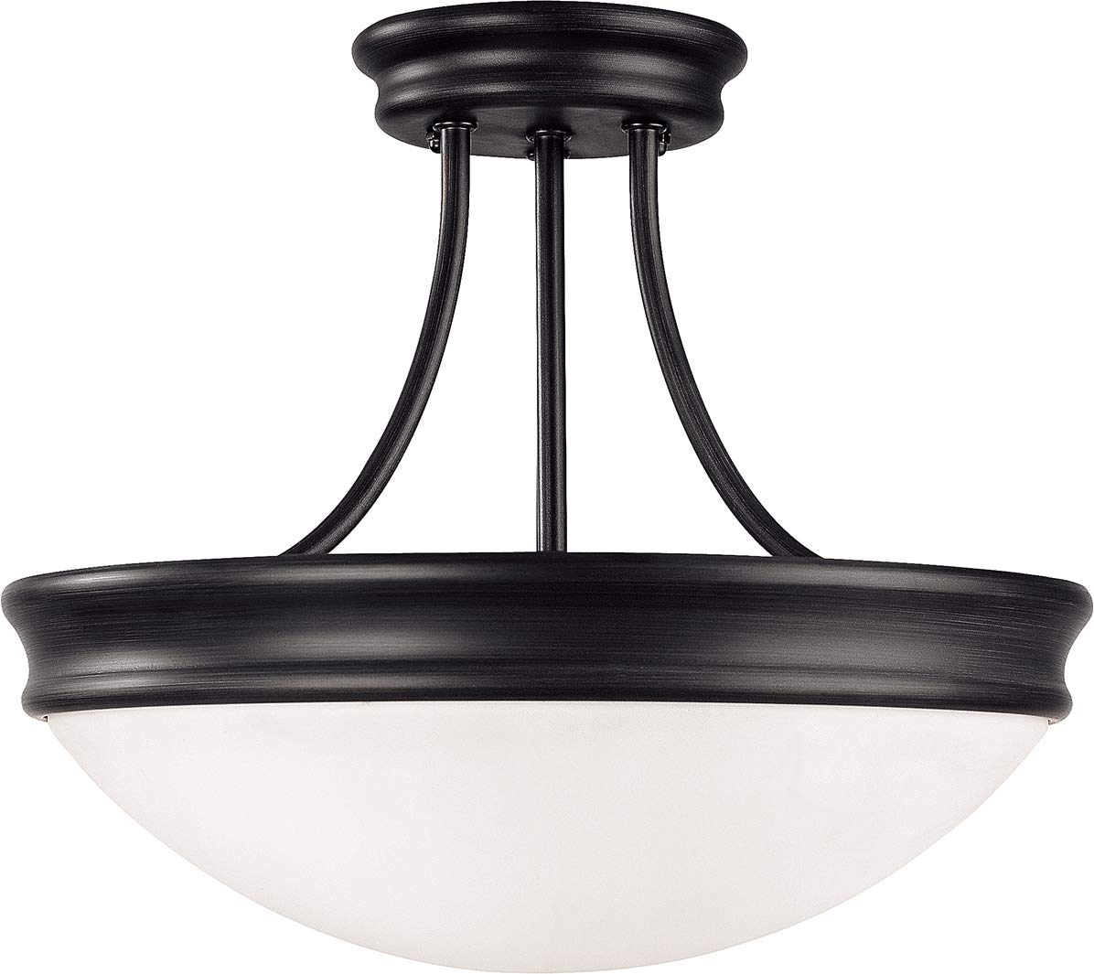 Capital Lighting 2037MB Semi Flush White Glass Semi Flush Ceiling Light Fixture, 3Light 180 Total Watts, 12inchH x 14inchW, Matte Bla