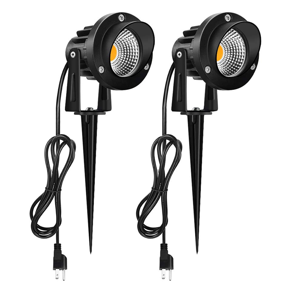 Romwish LED Landscape Spotlights, 10W Outdoor Lighting, Warm White, Waterproof, 2 Pack