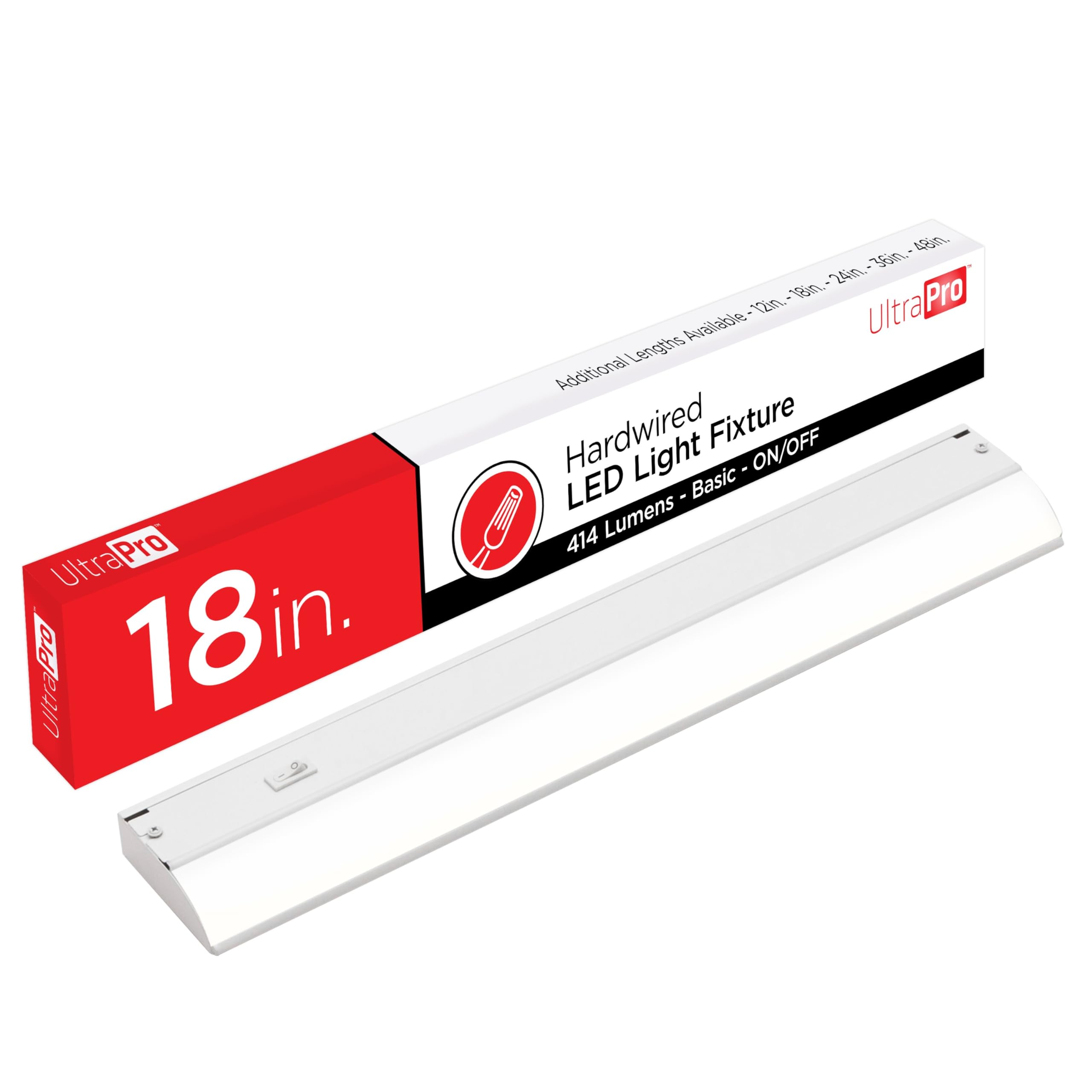 Ultrapro 18&quot; Hardwired Under Cabinet Lights - 2700K Warm White, Plastic, On/Off Only