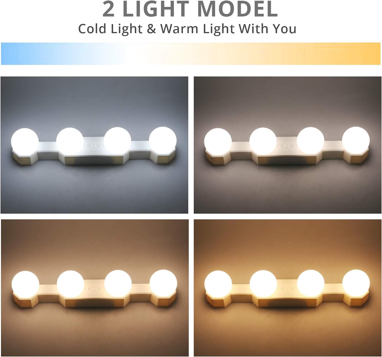 Assemer Portable Makeup Light, Cordless LED Vanity Mirror Lights, Adjustable Brightness & Color Temperature, White, Model ZJJS021-SRK