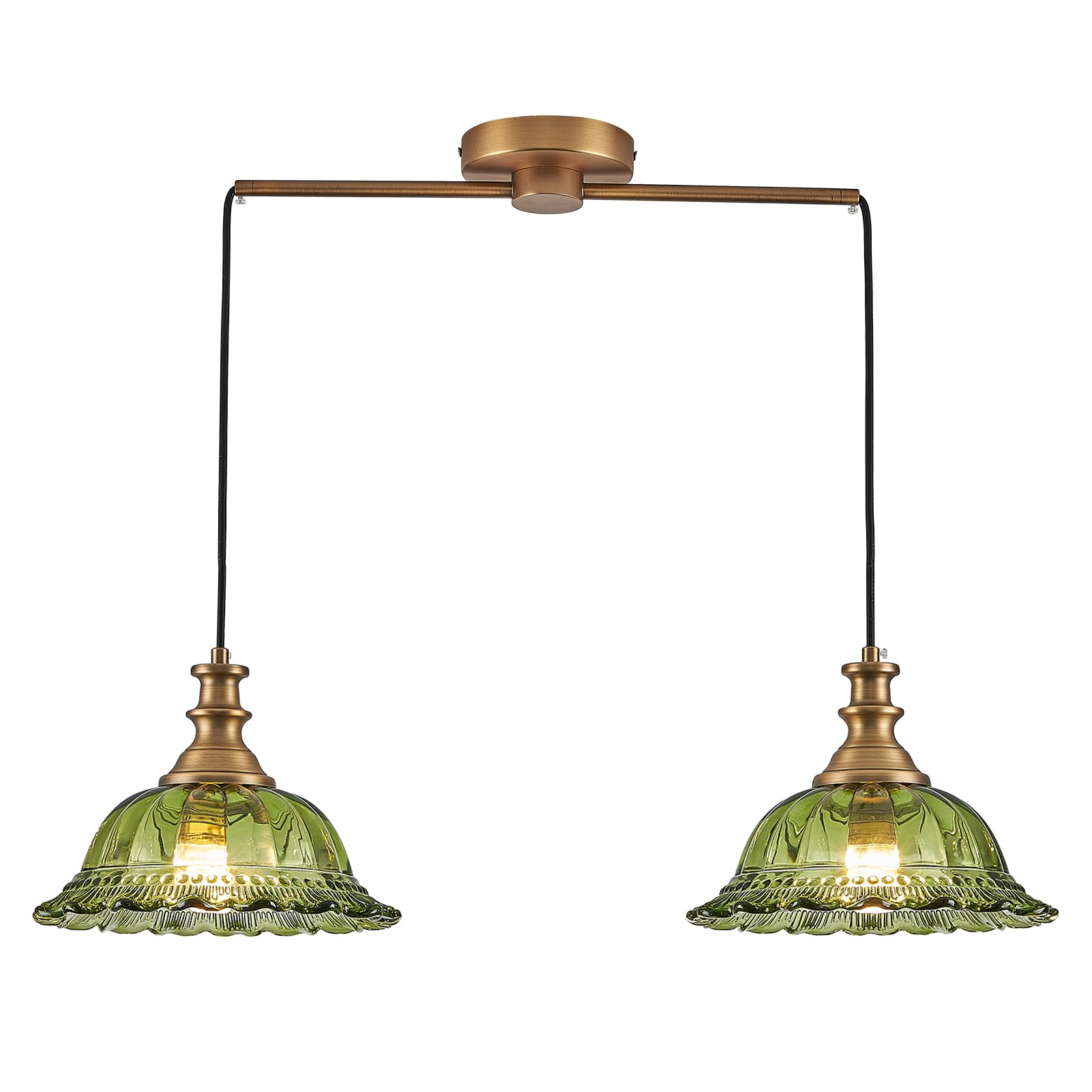 HDDFL Vintage Pendant Light Fixtures Modern Green Glass Hanging Lighting with Adjustable Cord for Kitchen Island Dining Room Living Room Hallway