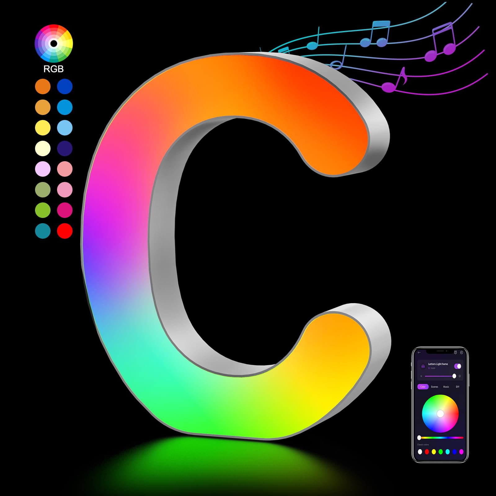Light Up Letters Usb Powered  Led Letter Lights Color Changing Alphabet Sign Gifts For Girls Women Party Birthday Decorations  App Control  Night Light Christmas Valentine Wall Table Decor - C