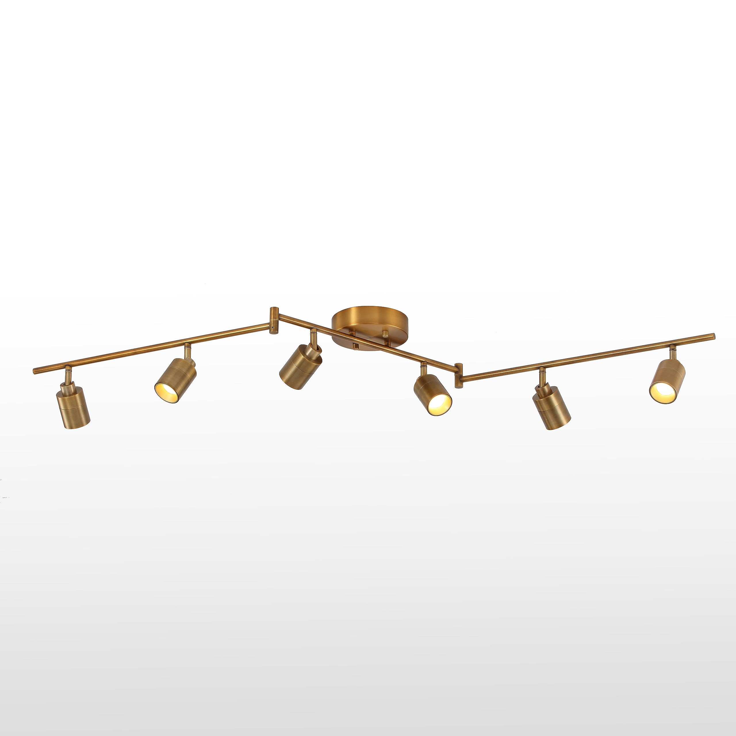 VidaLite Shura - 6-Light Brushed Brass Integrated LED Swivel Track Light w/ Rotatable Heads & Adjustable Arms, 5 ft. Ceiling Tra