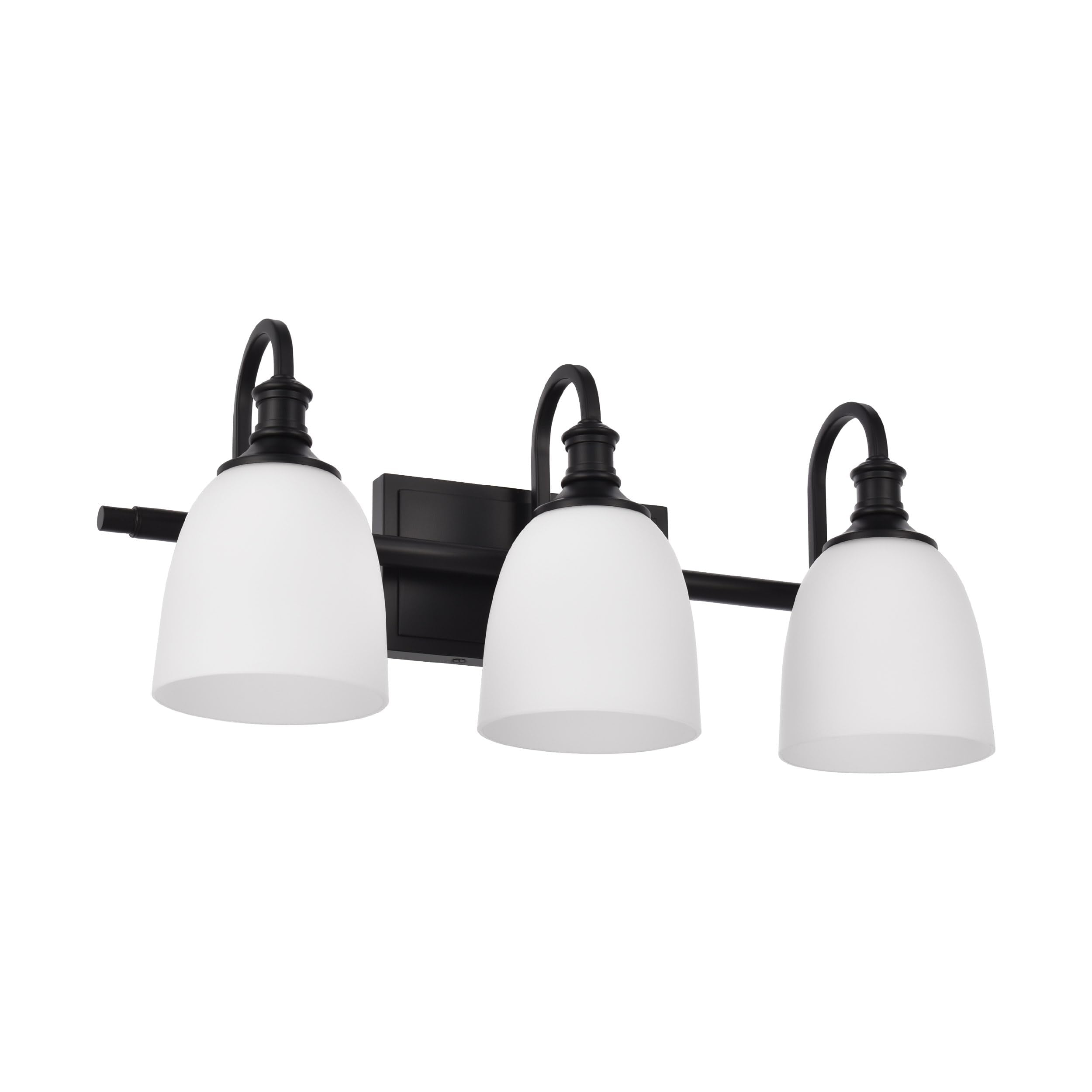 Hanaloa Bathroom Vanity Light Fixtures, Vintage Matte Black 3 Lights Wall Sconce Lighting With Opal Glass Shade, Porch Wall Mount Light Fixture For Bathroom, Mirror Cabinets Hallway Stairs