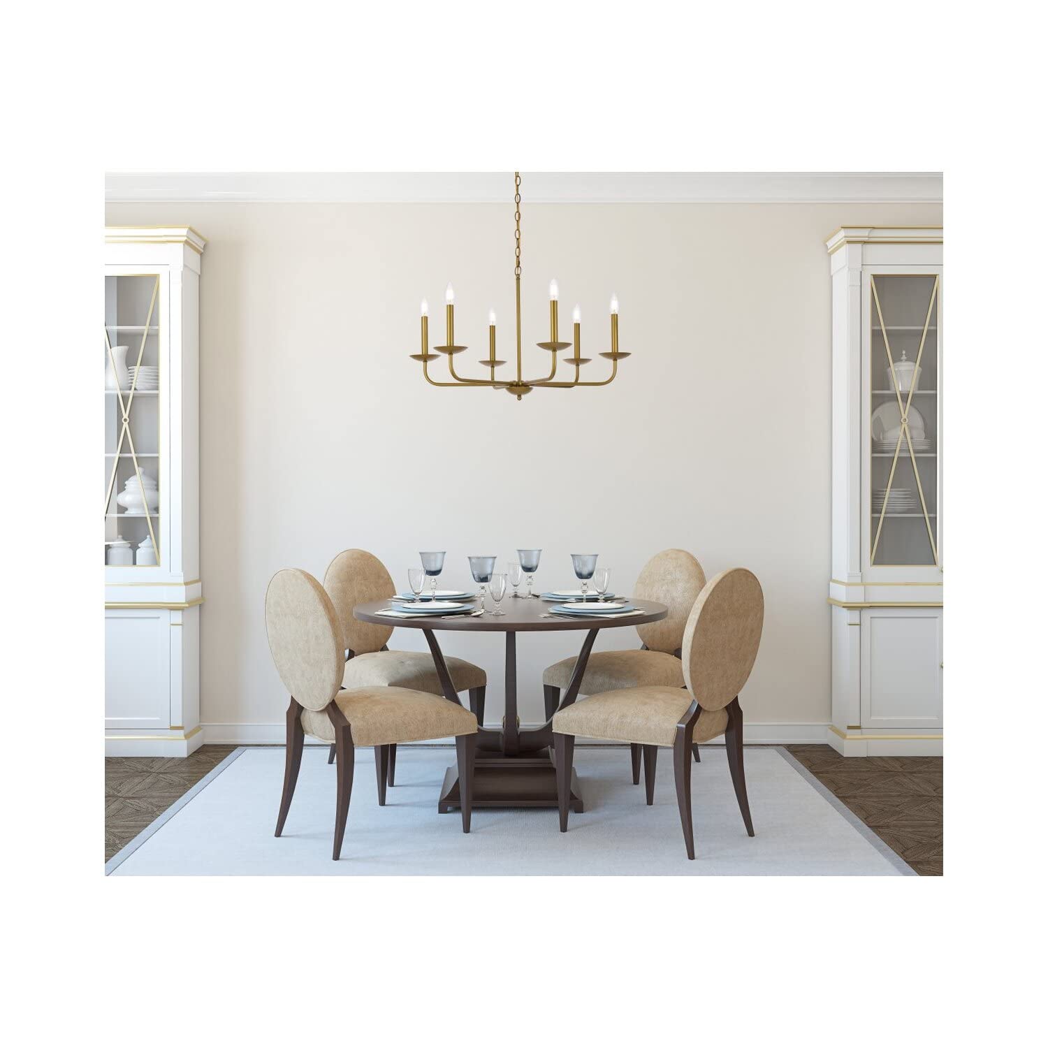 Living District 6-Light Metal Pendant, Mid-Century Style, Brass Finish, Model LD812D30BR, Alloy Steel