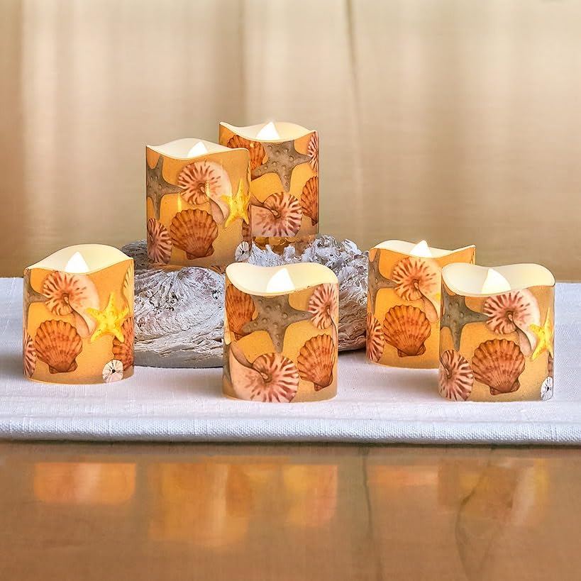 Set of 6 Themed Tealight Candles - Coastal