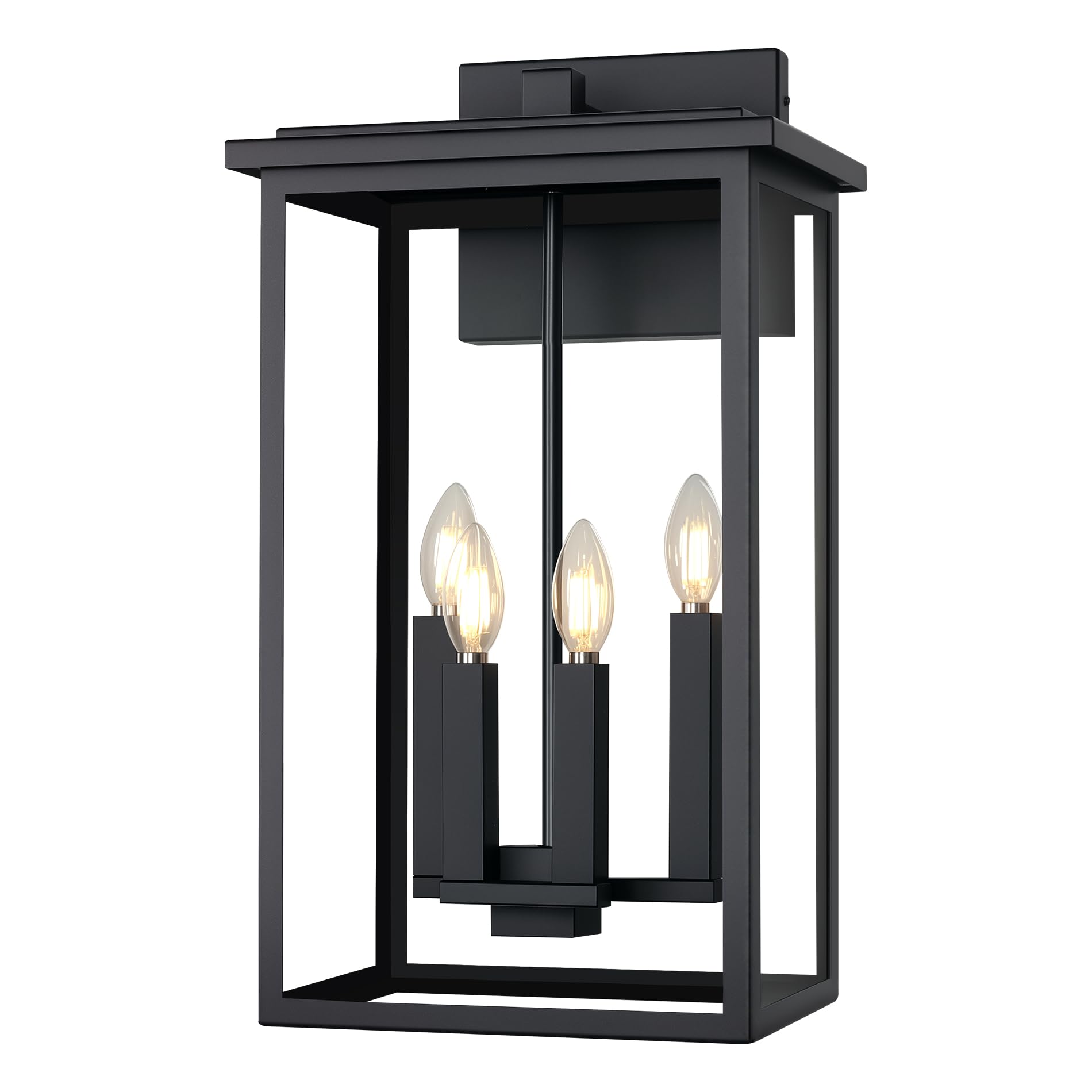 ZSMAIKU Extra Large Outdoor Wall Light Fixture Black Outdoor Wall Sconce Exterior Garage Lights  Modern Exterior Lights for House Waterproof Front Porch Lanterns with Toughened Glass E12 1 Pack