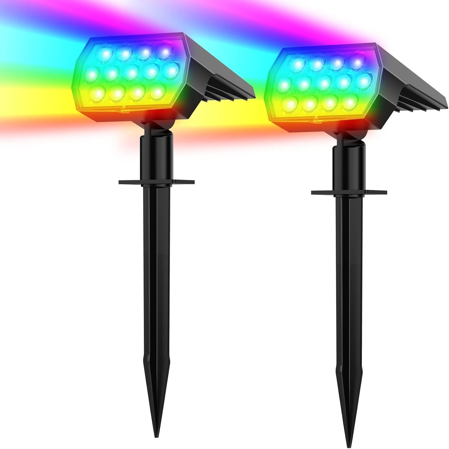 WELALO Solar Color Changing Spot Lights Outdoor  Waterproof Solar Halloween Lights  7 Modes Multicolor RGB Landscape Spotlight for Garden Yard Driveway Lawn Patio Pathway Christmas Decorations 2 Pack