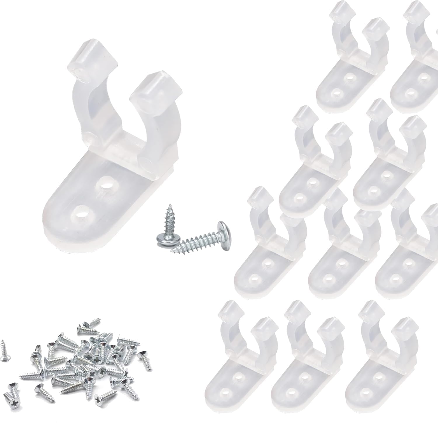 TiTiToo Neon LED Rope Clips with 100 Screws, Transparent, 50 Pieces, Model TiTiToo001, Plastic Material
