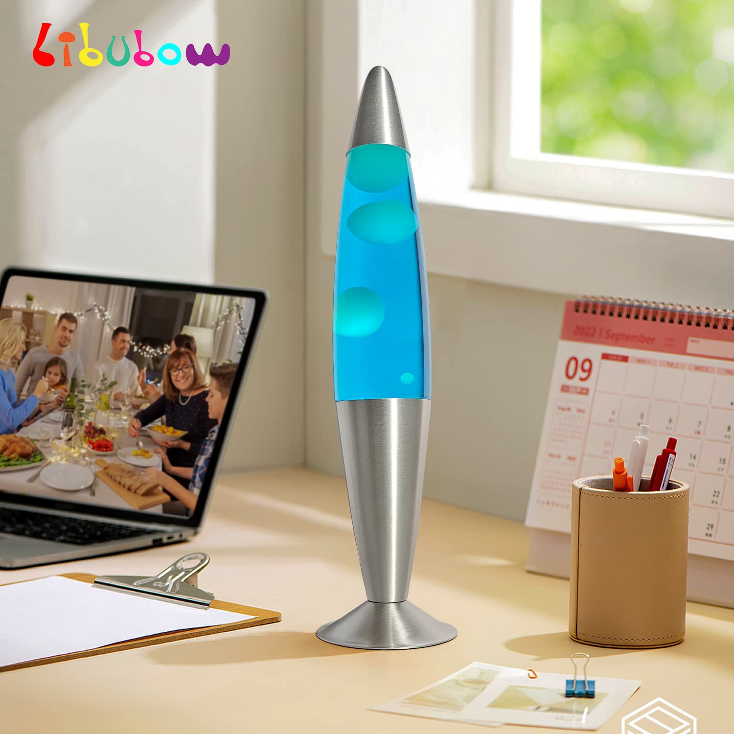 16 Inch Vintage Motion Lamp, 2 Bulbs, Stress Lamp Blue Lamp, Relaxing Night Light Mood Lighting Home Decor Living Room Office Be