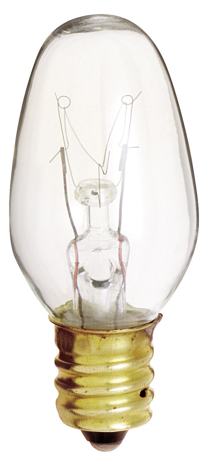 Satco S4724 Candelabra Base 4W Night Light Bulb, Clear Glass, 120V, 4-Pack