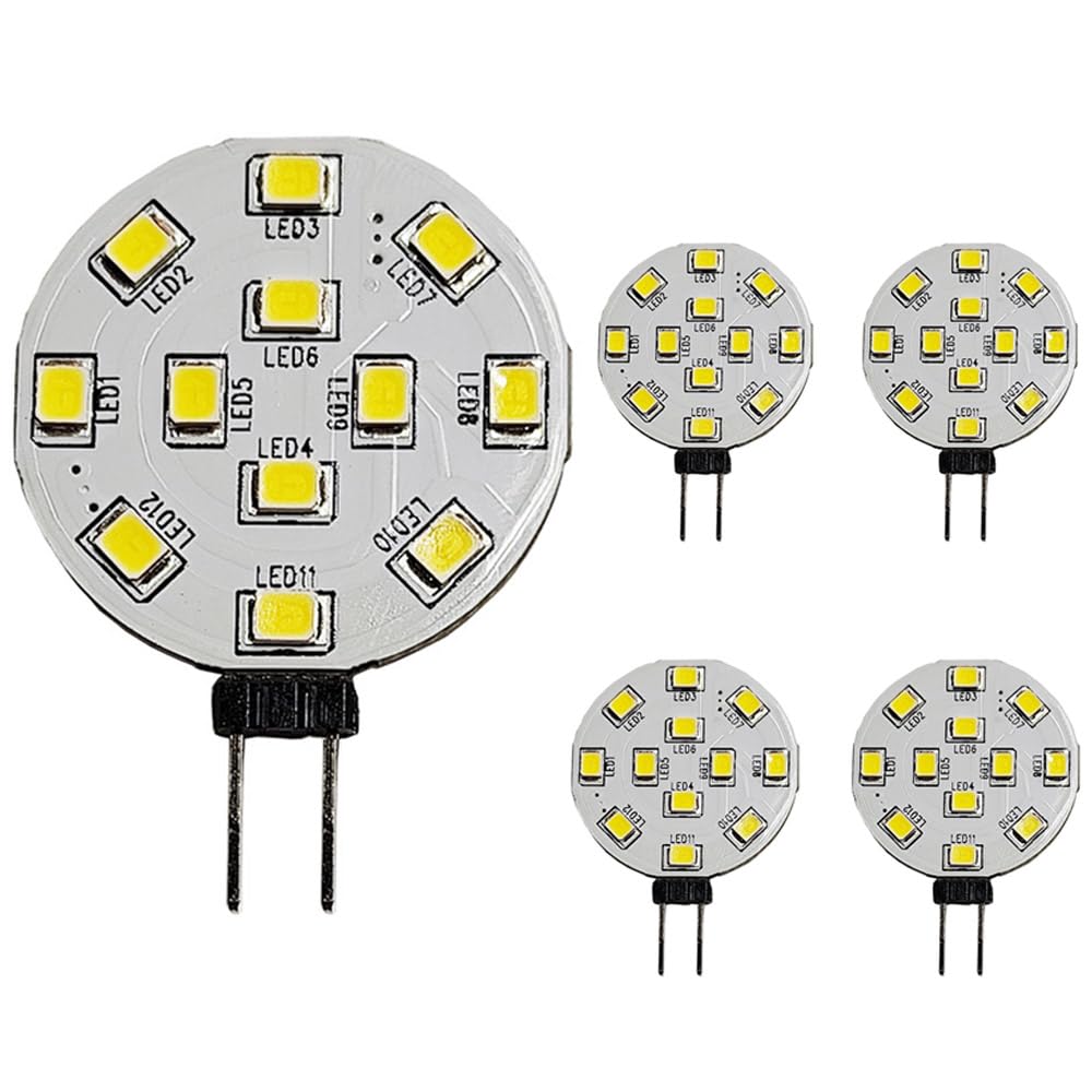 WeiHong G4 LED Bulb,20 Watt Equivalent, Bi-Pin LED Disc, JC Side Pin, 12V-24V AC/DC Low Volt, CRI>85, 350 Lumens(5,Warm White)