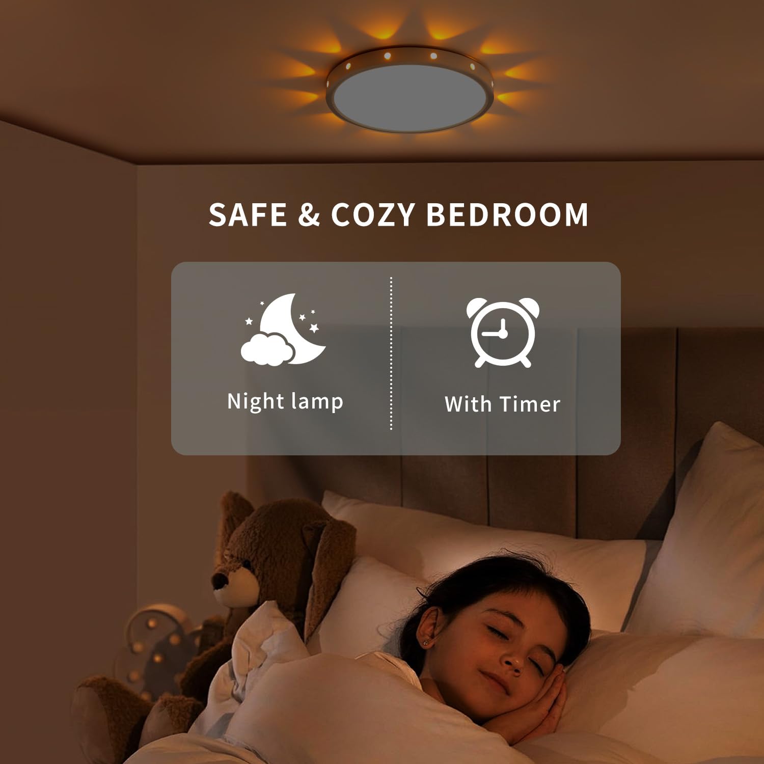 Anmaice 12in Flush Mount LED Ceiling Light, Dimmable with Remote Control, Round, White, Model CPX008A-YK