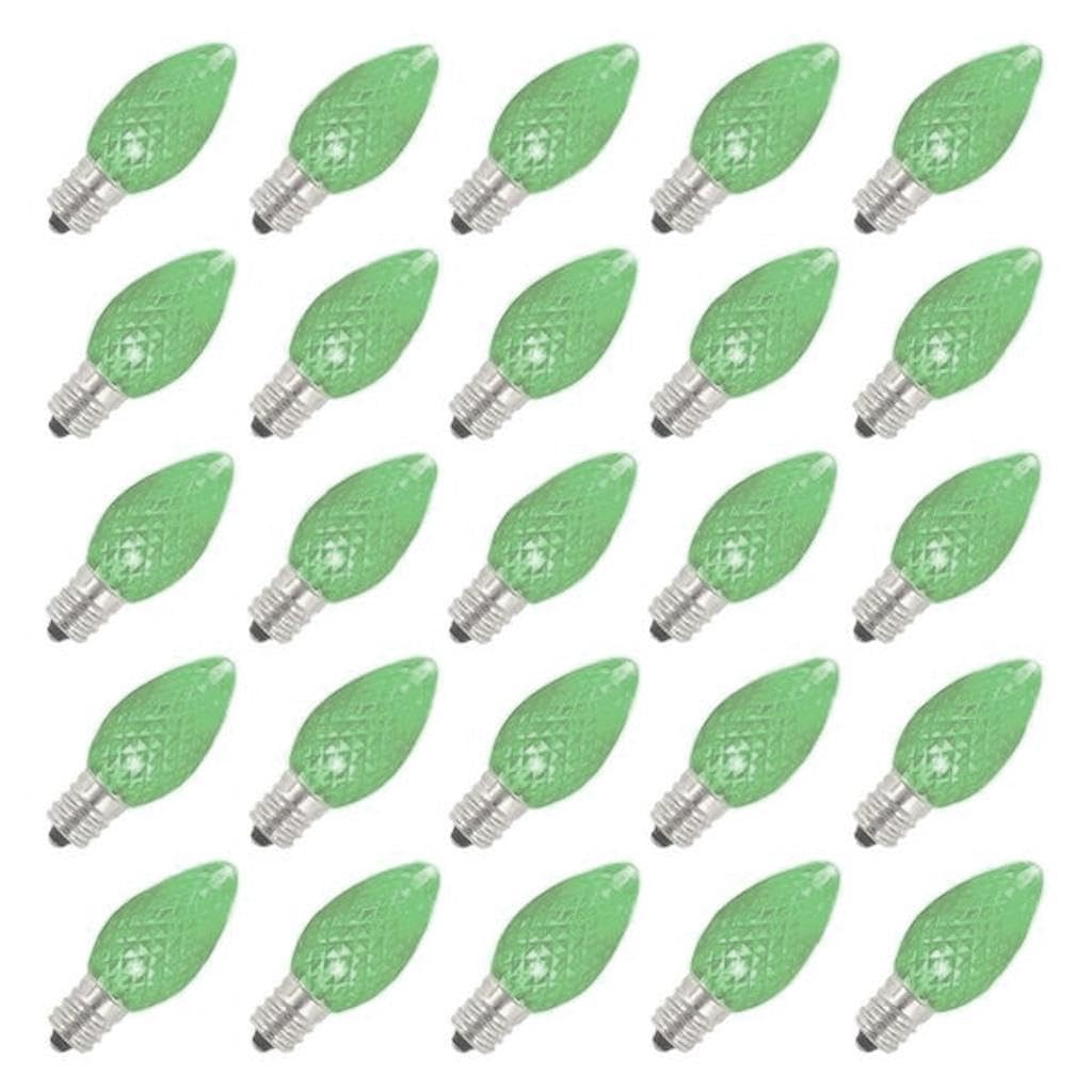 Vickerman C7 Candelabra Screw Lime Twinkle LED Christmas Light Bulbs, 0.96 Watt, 120 Volt, 25 Pack