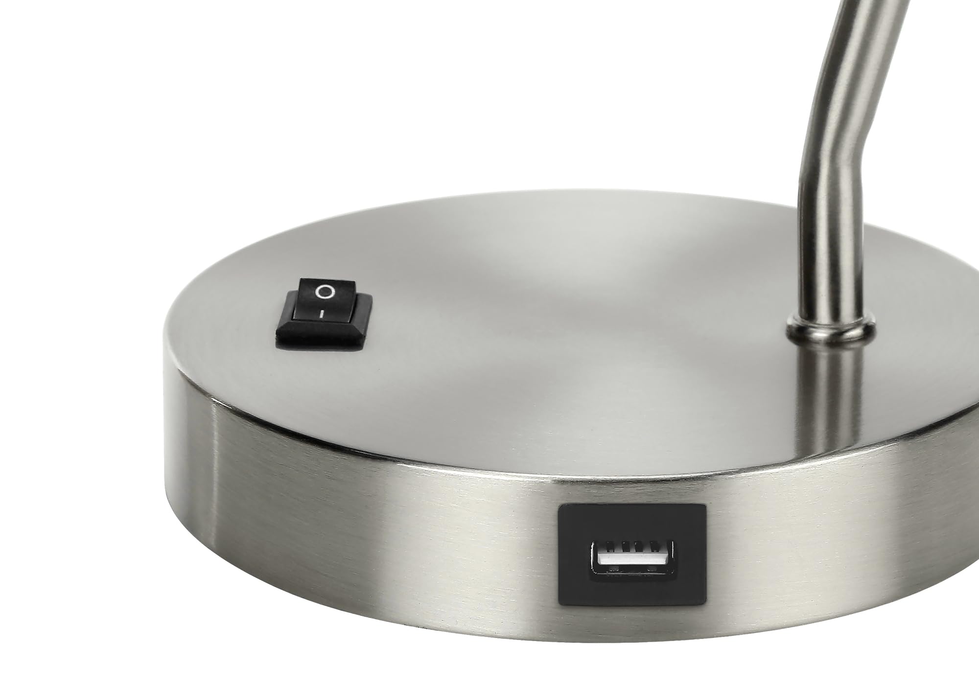 Monarch Specialties I 9659 Table Lamp, USB Port, Nickel Metal, Silver Shade, 11.75inL x 6inW x 16.75inH