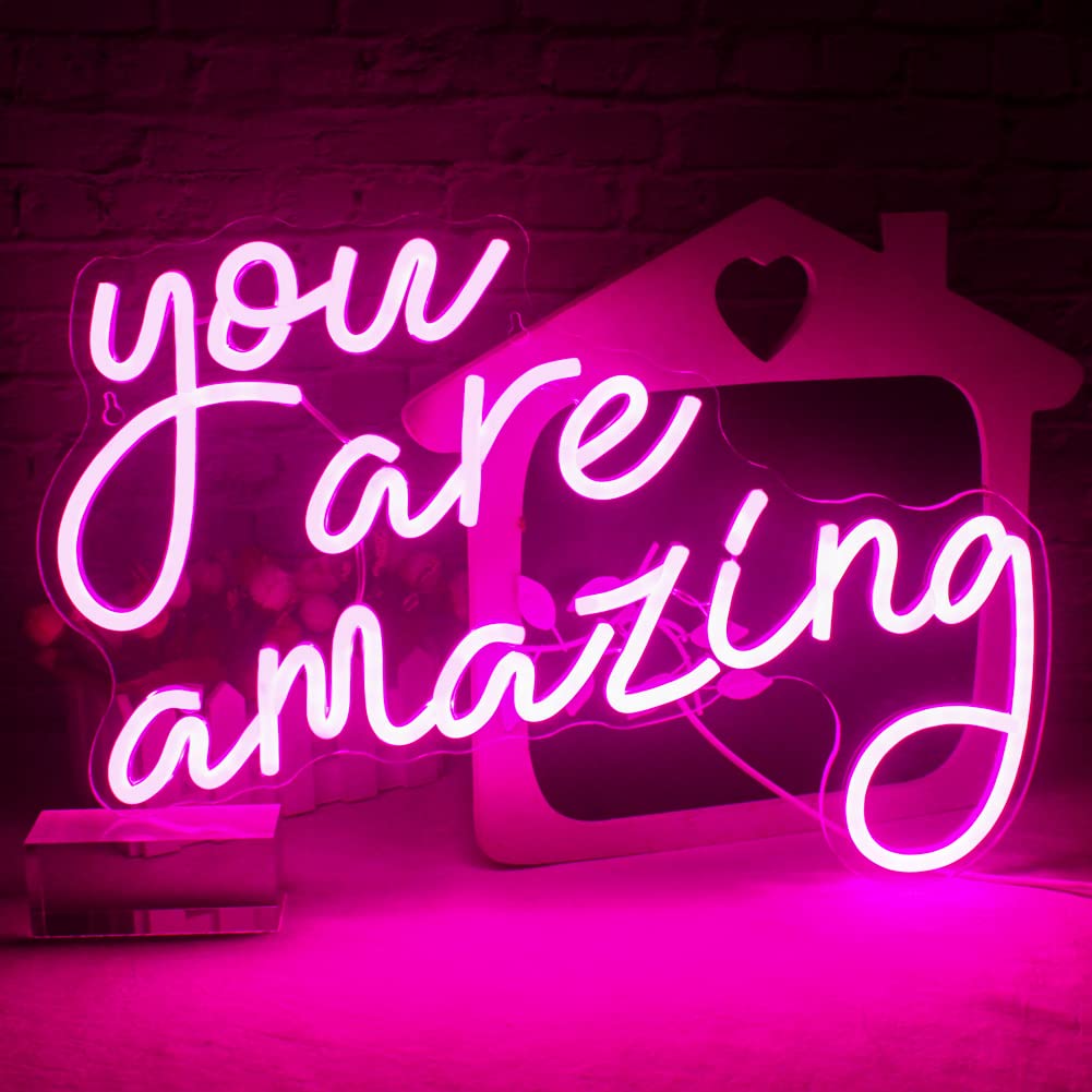JURONGYILU Neon Sign Pink LED Acrylic Wall Decor for Bedroom, Classroom, Home Bar, Man Cave, Parties, Weddings