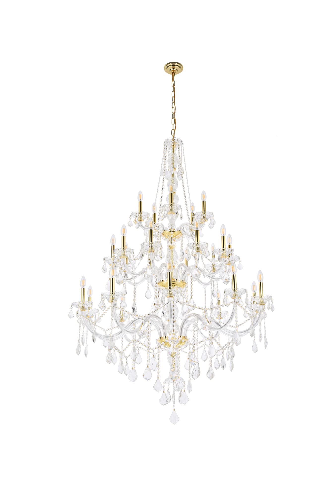 Elegant Lighting 25-Light Gold Chandelier With Clear Royal Cut Crystal