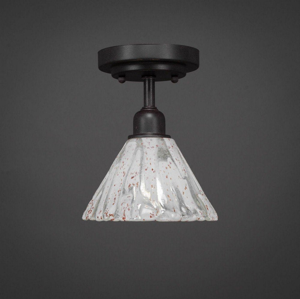 Toltec Lighting 280-Dg-7195 Vintage 1 Bulb Semi-Flush With 7&quot; Italian Ice Glass, Dark Granite Finish