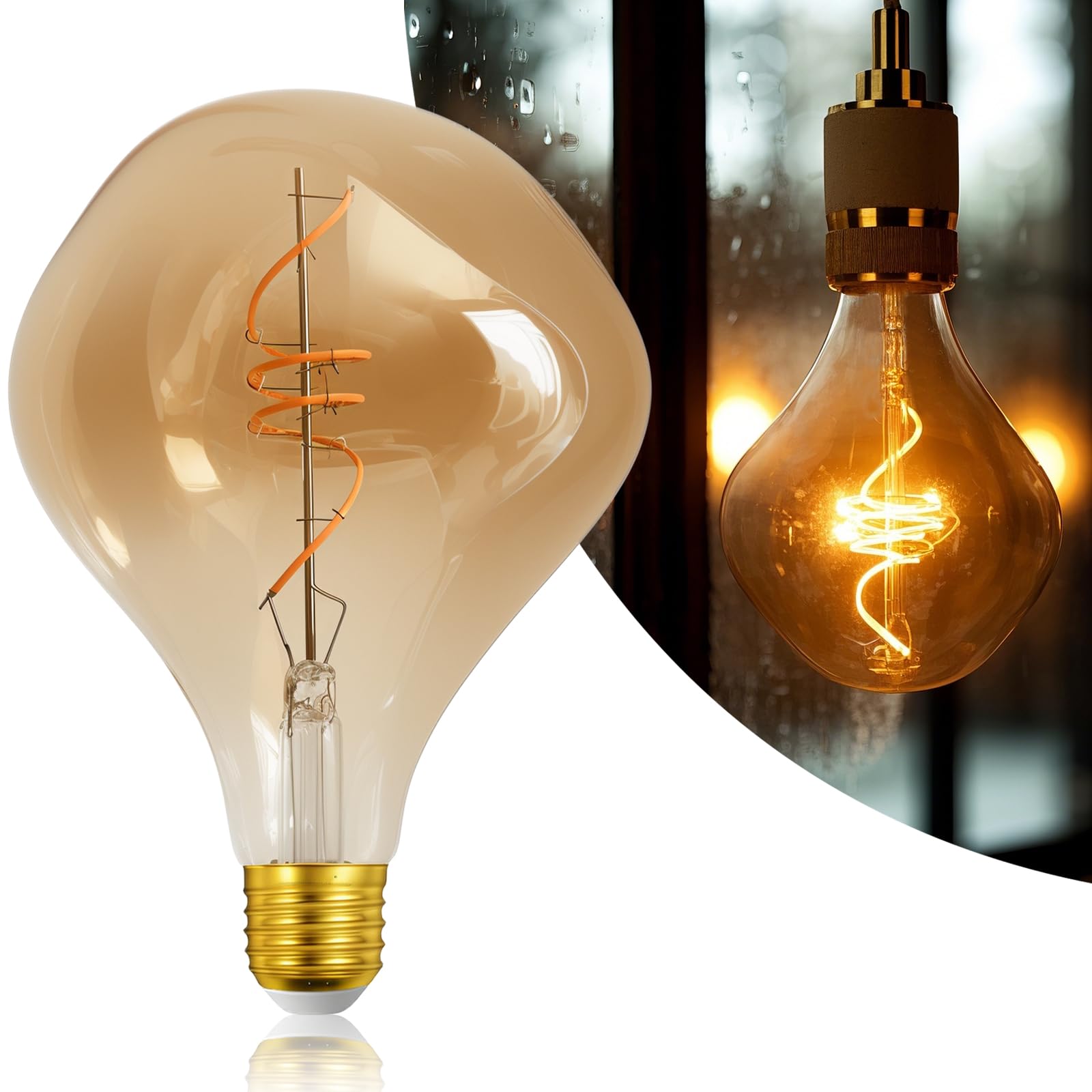 MYEARAYS 40 Watt Decorative Vintage LED Light Bulbs, Special Alien 4W LED Filament Edison Bulb,2700K Oversized Golden Warm Light
