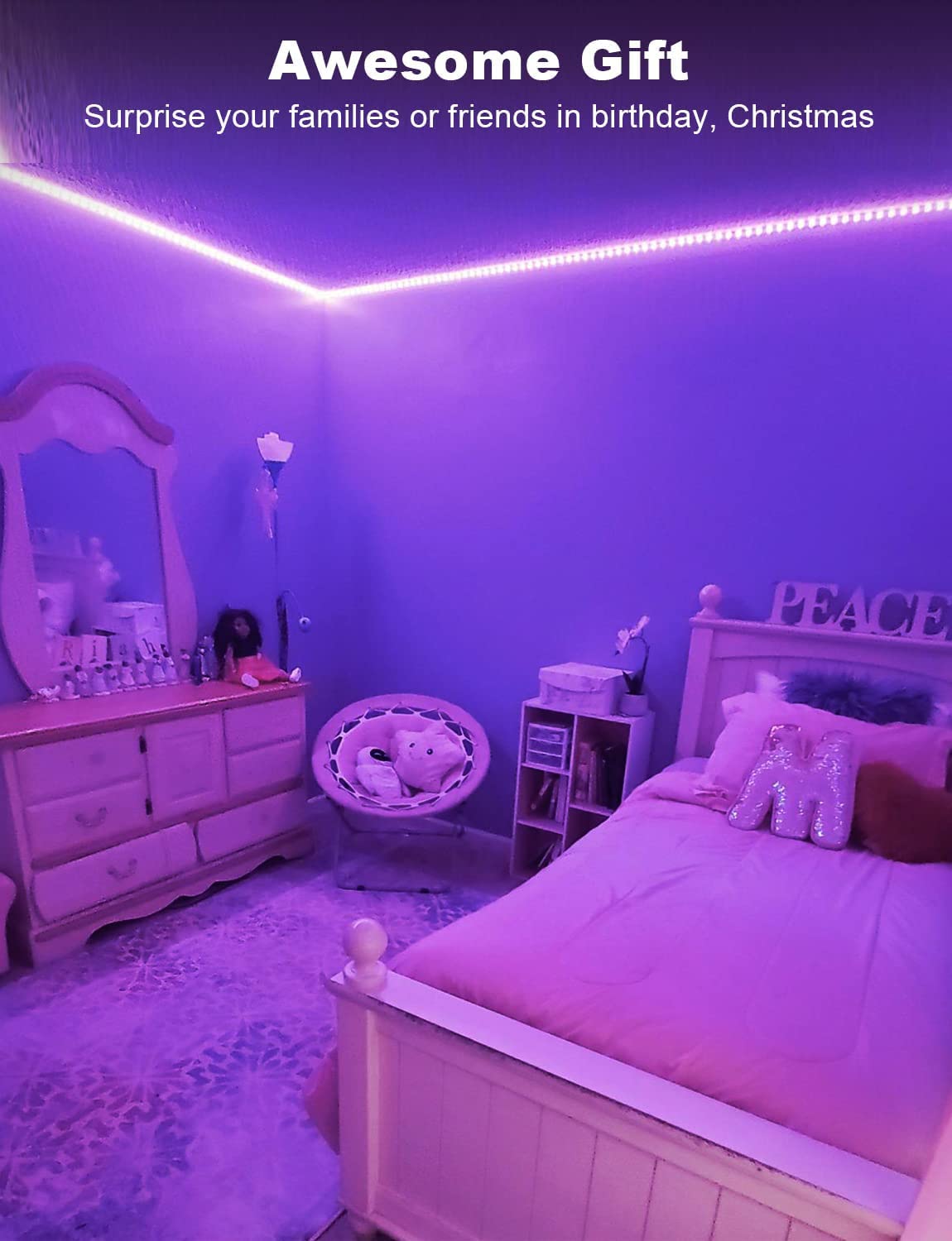 Daybetter Smart Rgb Led Strip Lights, 100Ft Led Lights For Bedroom With App Control, Multicolor Changing Led Light Strips Apply