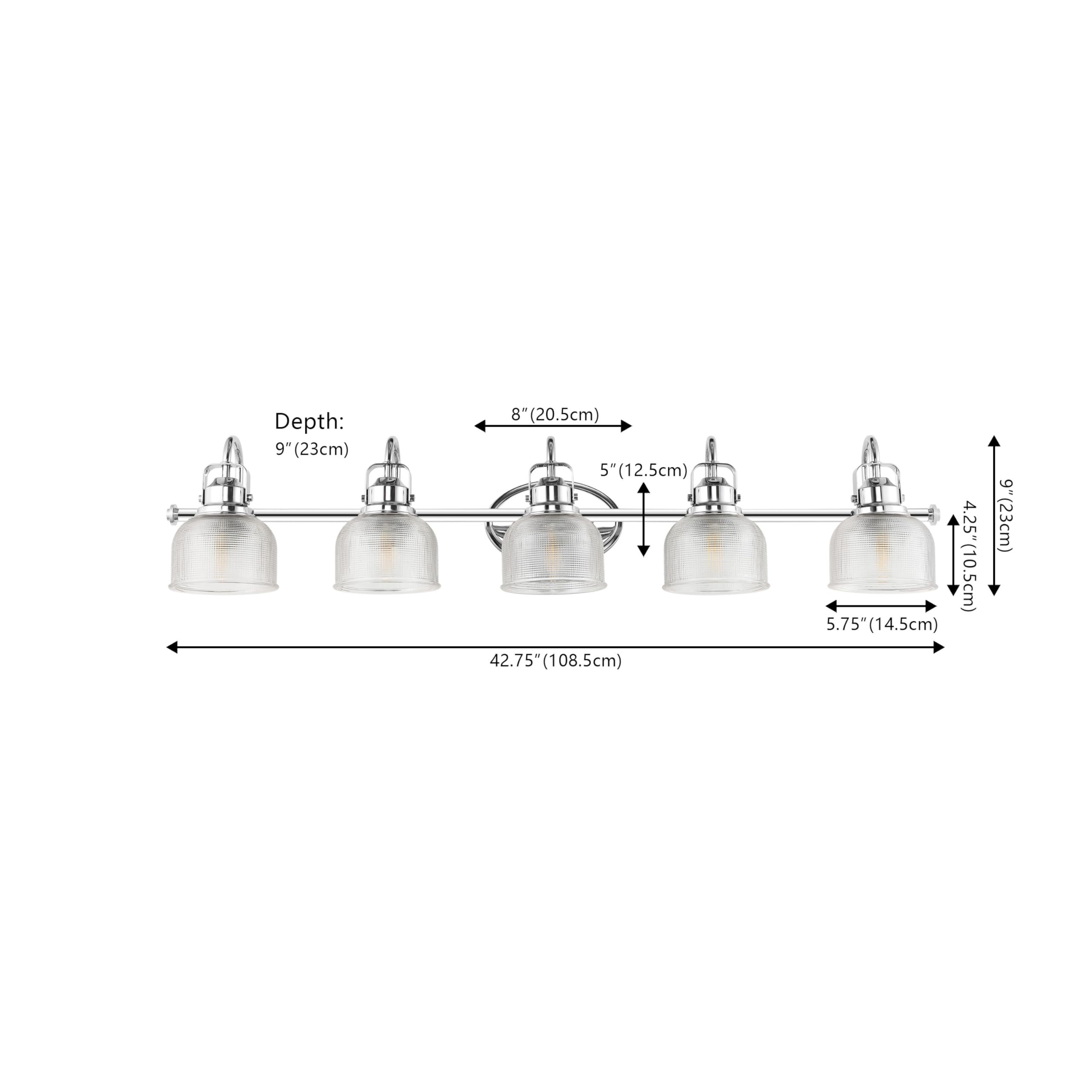 JONATHAN Y 5-Light LED Vanity Light, Metal/Glass, Chrome, Model JYL7903A