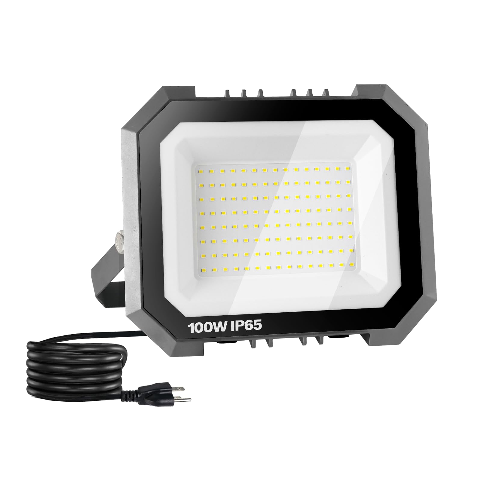 Leddictive 1 Pack LED Flood Lights Outdoor, 100W 10000LM Super Bright Floodlight Outside Work Light with 5.9FT Plug, IP65 Waterp