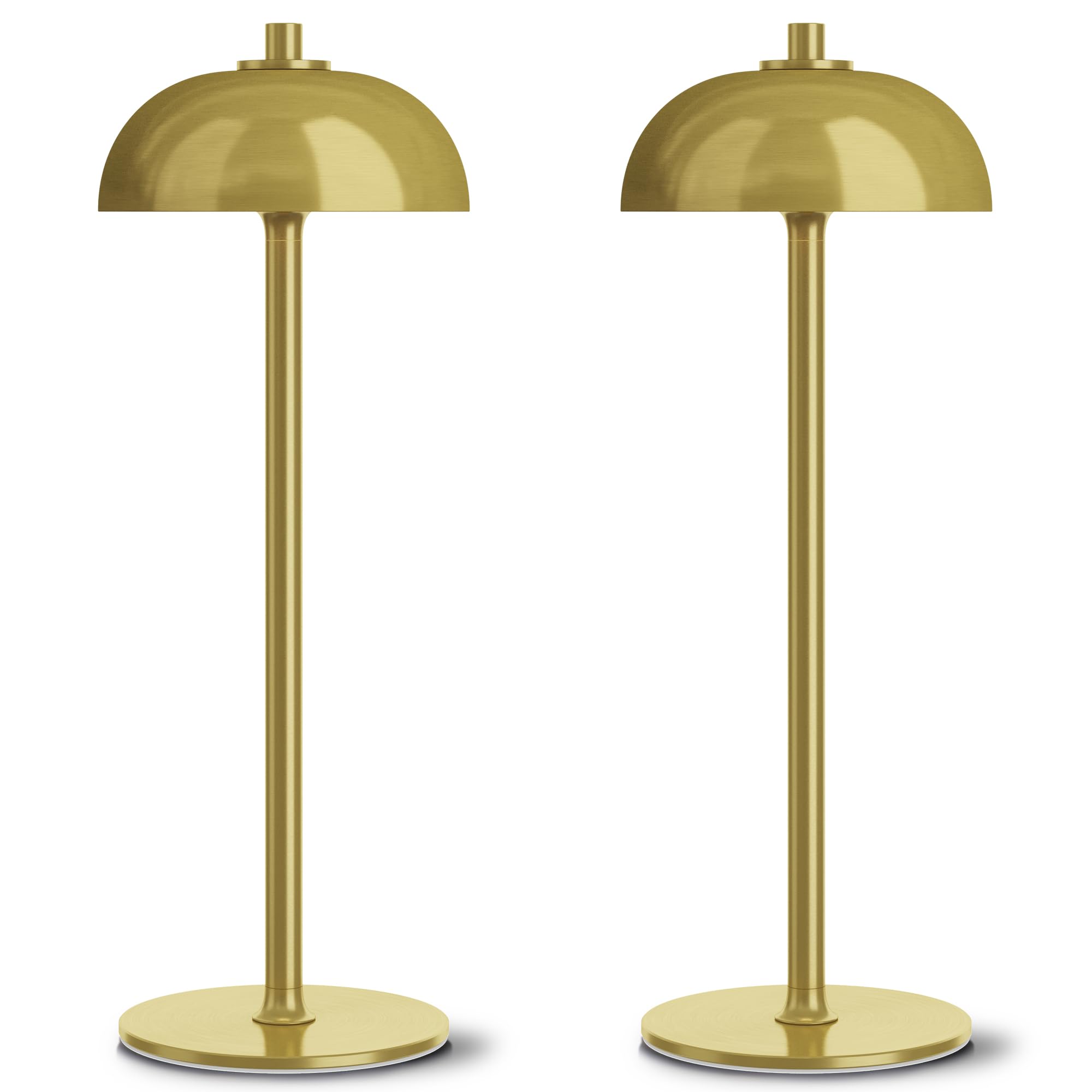 JONEMO Cordless Table Lamp, 5000mAh Rechargeable, 3 Color Modes, Stepless Dimming, Brushed Gold, Model MOGU