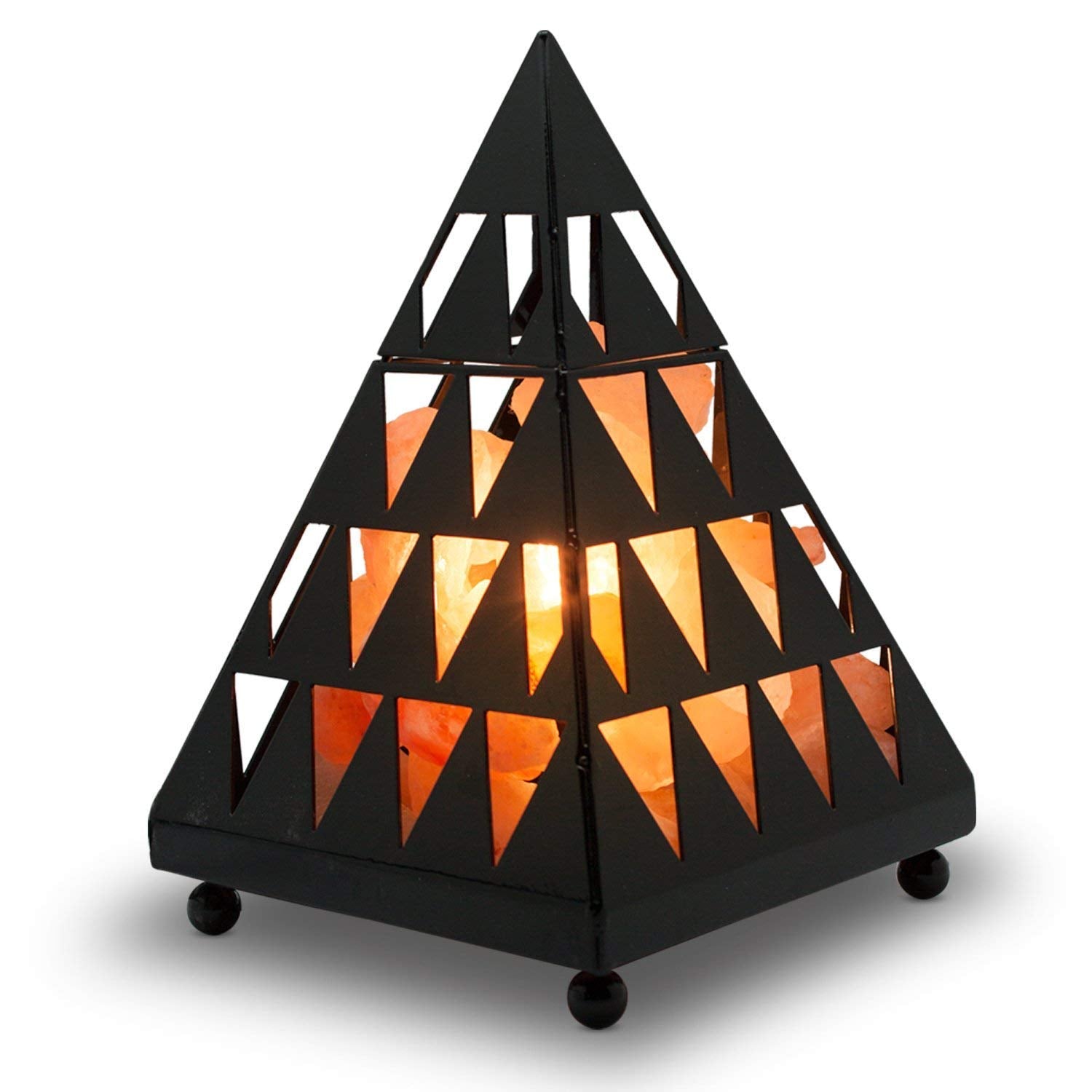 Himalayan Glow Pyramid Style Crystal Salt Night Light lamp with Pink Salt Chunks, Salt Lamp Bulb,(ETL Certified) Dimmer Switch, 