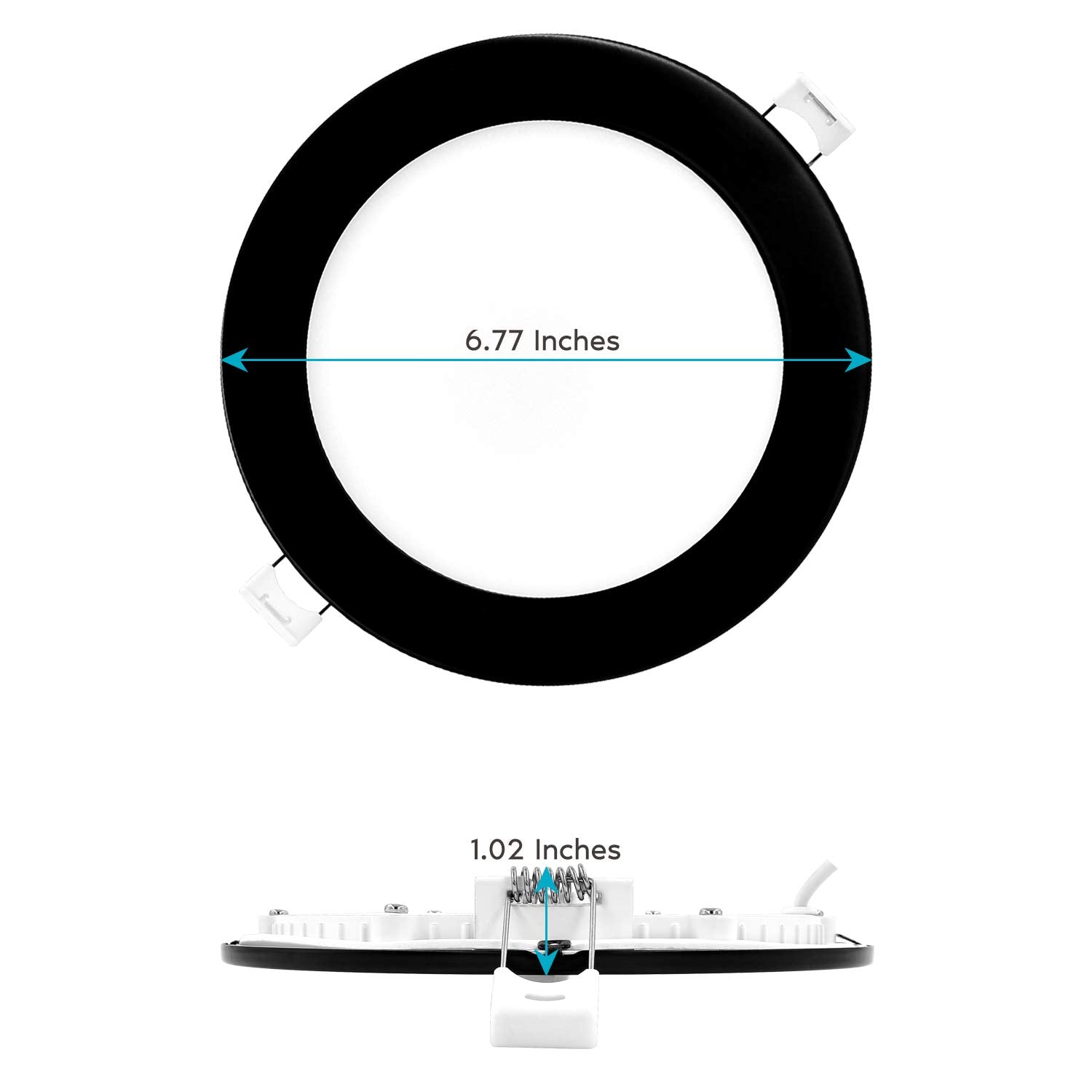 Luxrite 6 Inch Ultra Thin Led Recessed Light With J-Box, 12W, 5 Color Options 2700K | 3000K | 3500K | 4000K | 5000K, Dimmable Wafer Light, 1000 Lumens, Black Trim, Energy Star, Ic Rated