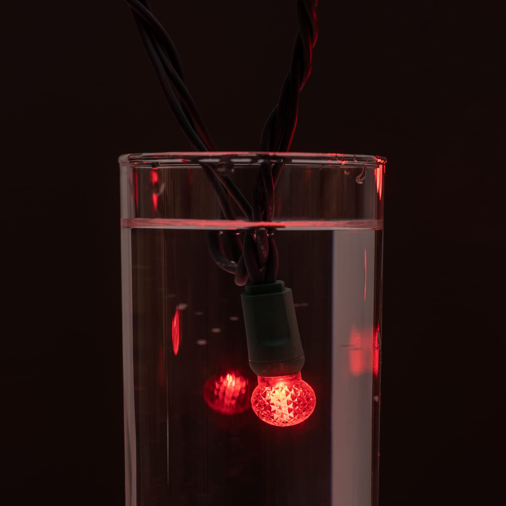 Yuletime Red One-Piece G12 Led Christmas Lights, Total 48 Feet 140 Count 2 Strands 24Ft 70Ct Waterproof Raspberry String Light (