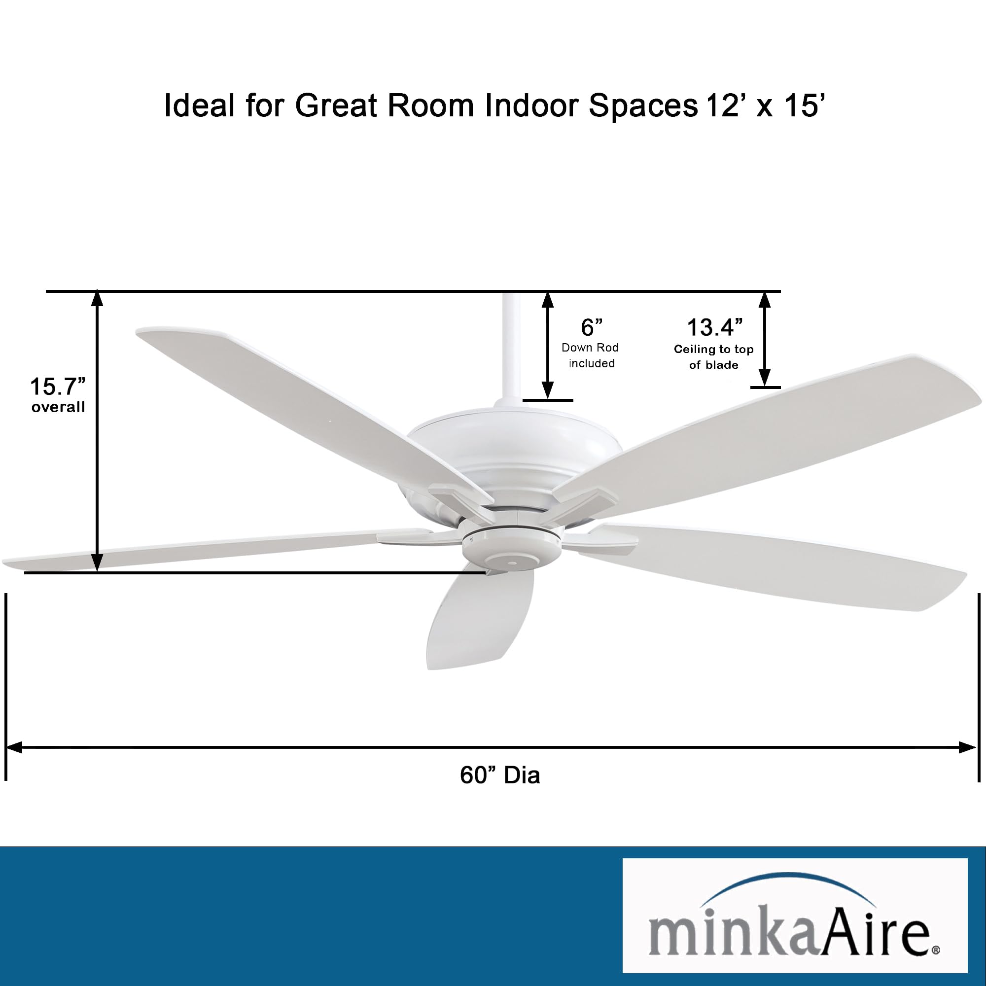 Minka-Aire F689-WH Kola-XL 60 Inch Ceiling Fan in White Finish