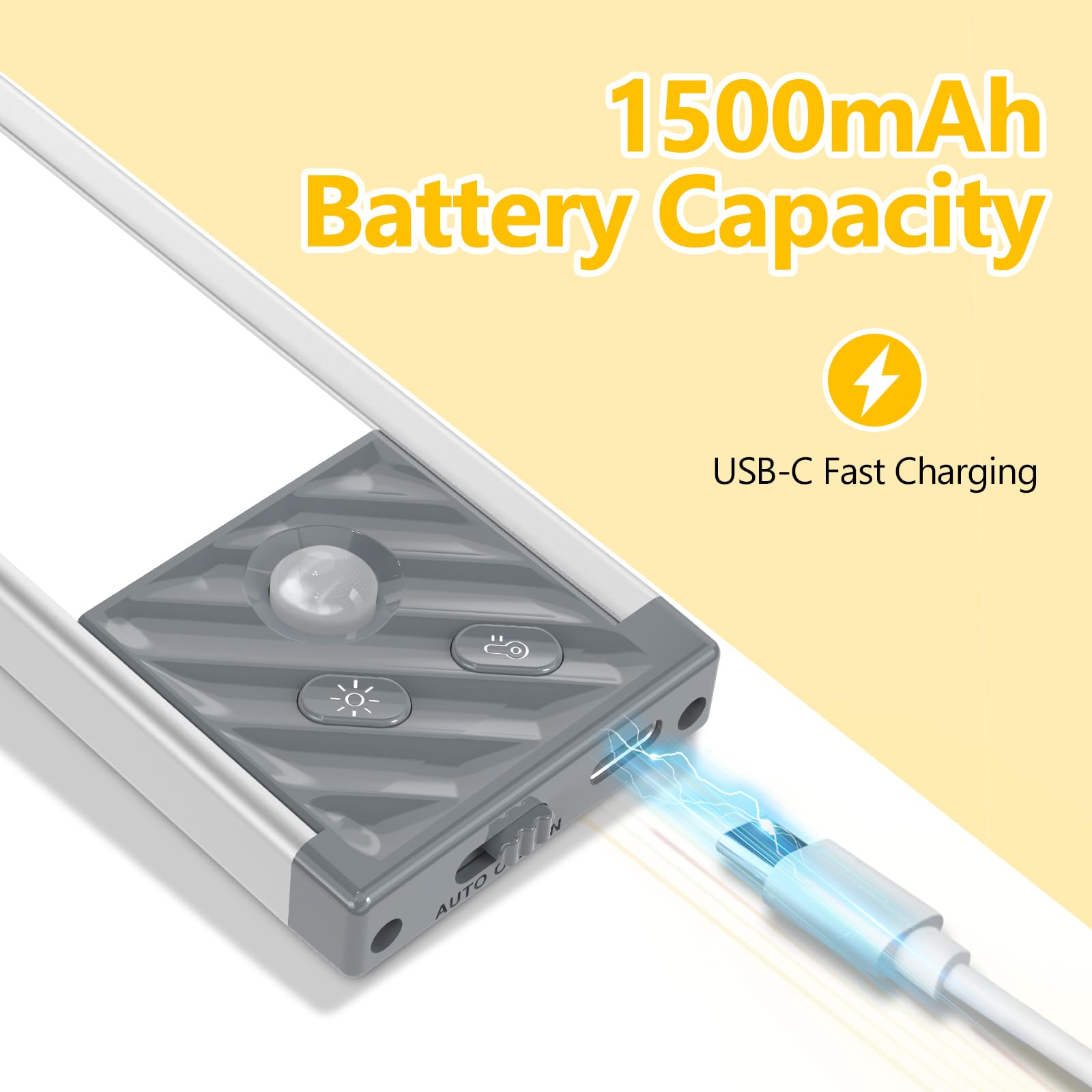 Under Cabinet Lighting Motion Sensor Lights Indoor, 65 LED 3 Color Temperatures Wireless Rechargeable Closet Light, Dimmable Und