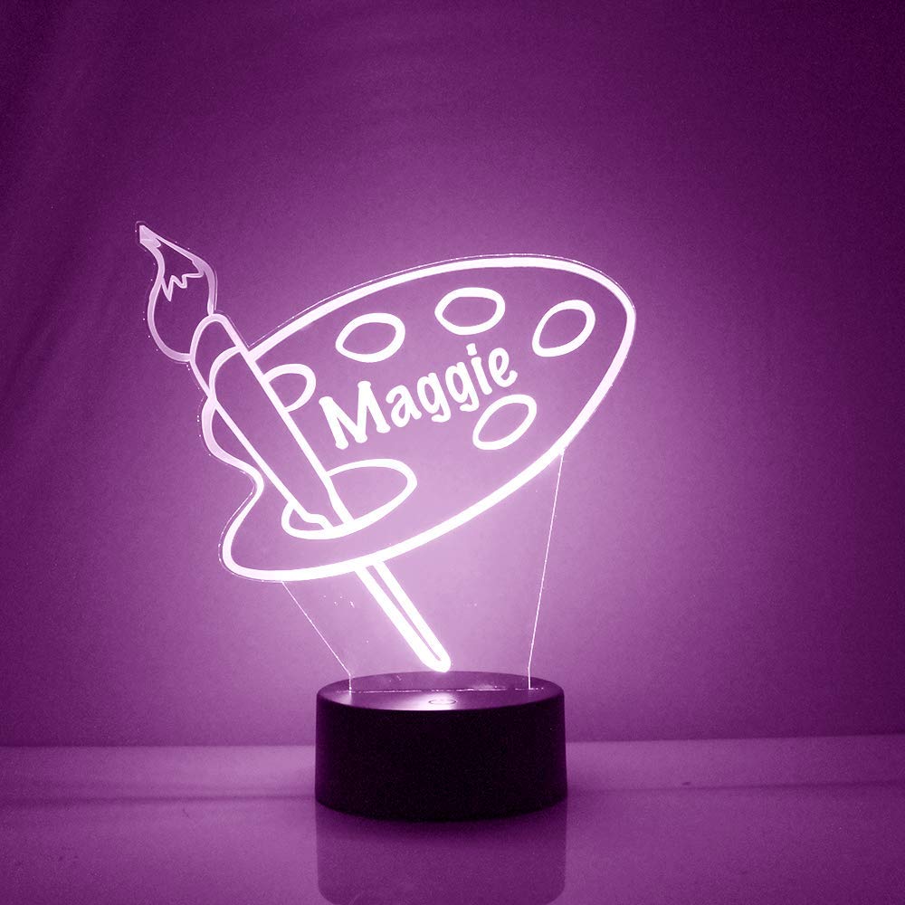 Custom Artist Painter's Palette LED Sign Night Light Lamp with Remote, Light Up Display with Personalized Name or Image, Customi