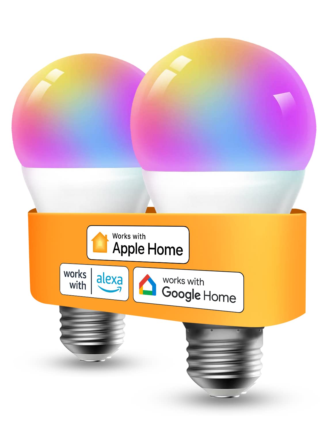 Refoss Smart Bulbs Works With Apple Homekit, Color Changing Smart Wi-Fi Light Bulbs Compatible With Siri, Alexa And Google, A19 