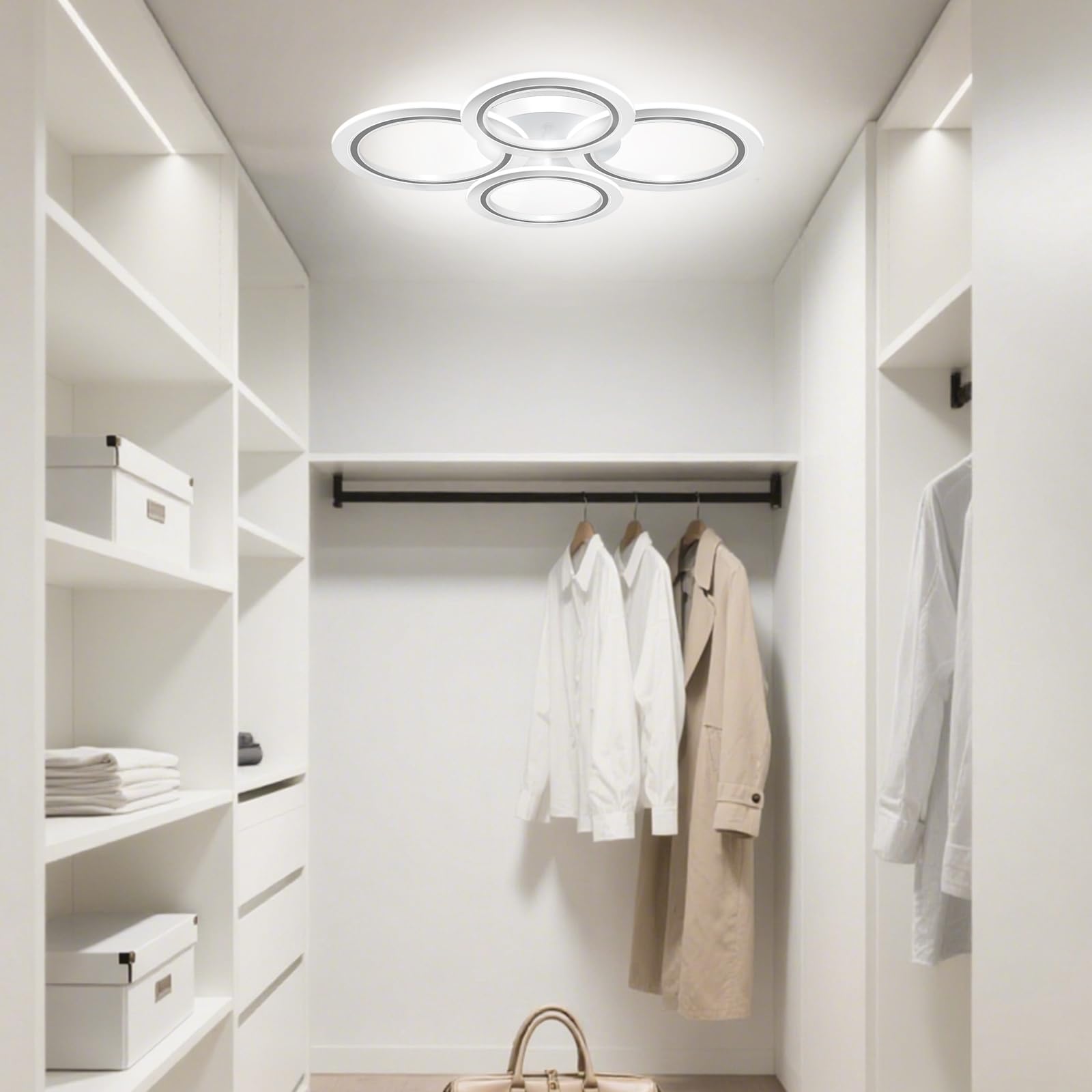 MARYRAIN LED Ceiling Light, 23-Inch, 3348LM, Adjustable Brightness, Remote & APP Control, Acrylic, 4 Circles, Model MR202492304