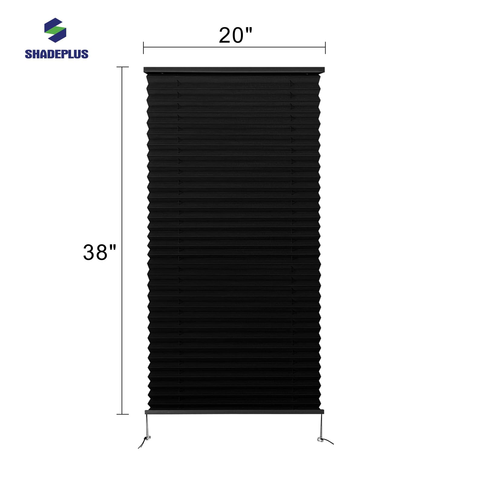 SHADEPLUS RV Pleated Shades, 20in W x 38in H, Black, Polyester Blend, Model NBZL-BLACK-20/38