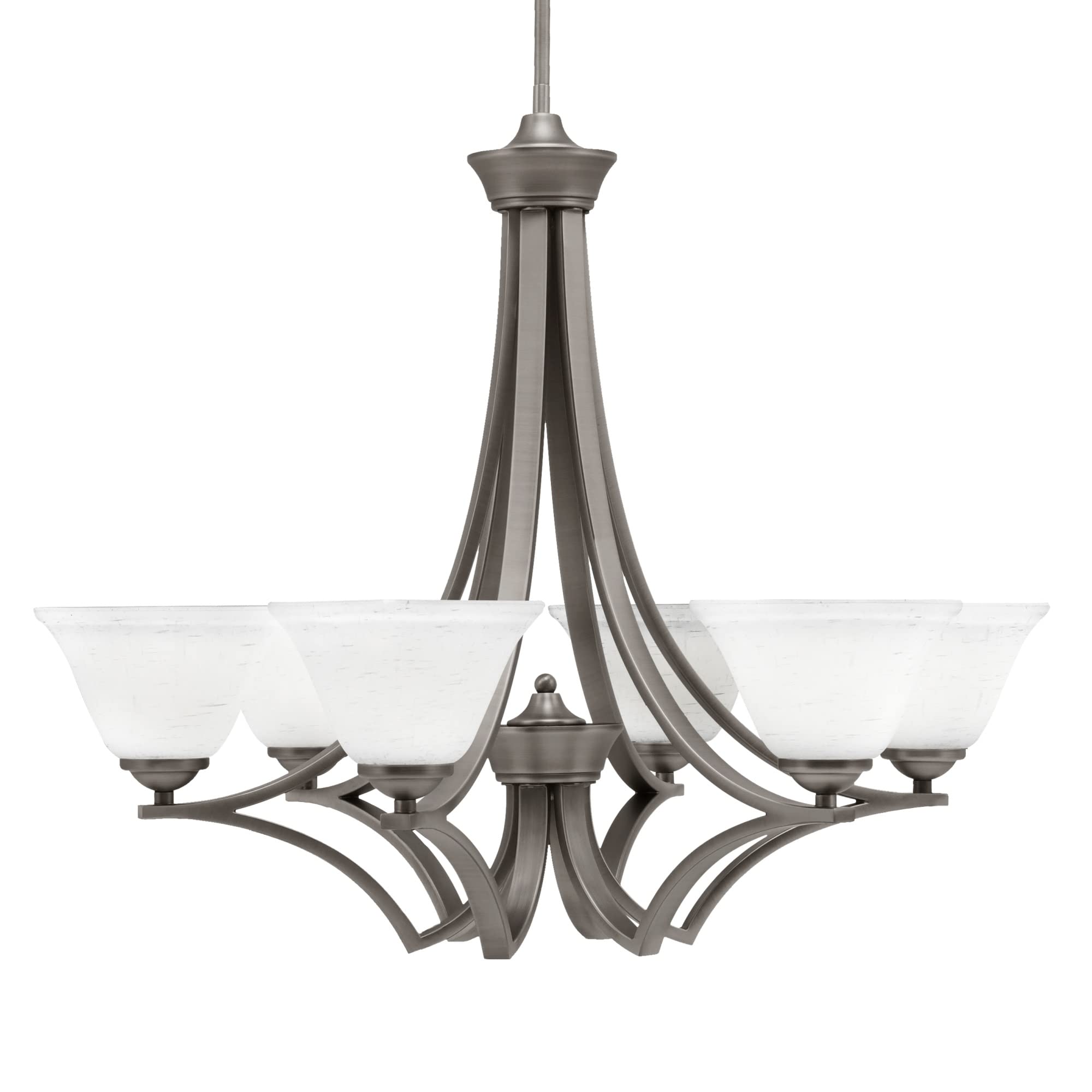 Zilo Uplight, 6 Light, Chandelier in Graphite Finish with 7&quot; White Muslin Glass