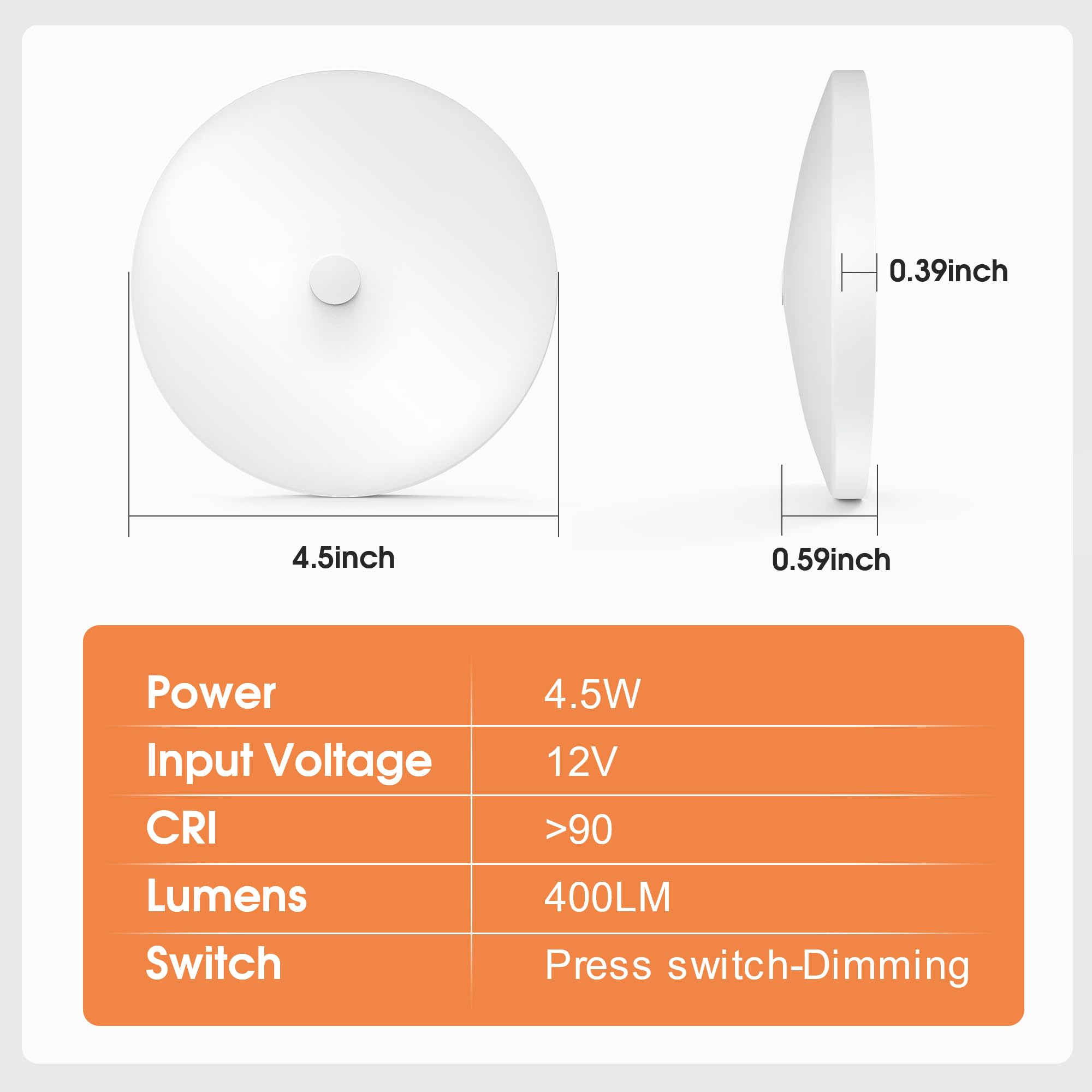 GZV RV LED Ceiling Puck Lights, Dimmable 4 Pack, 4.5 Inch, White 4000K, Aluminum for RV Boat Camper Motorhome Interior Lighting