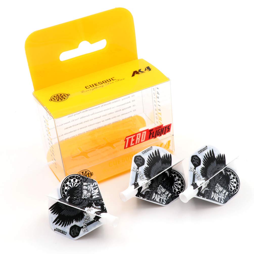 Cuesoul Tero Ak4 White Dart Flights Standard Shape For Steel Tip Darts And Soft Tip Darts