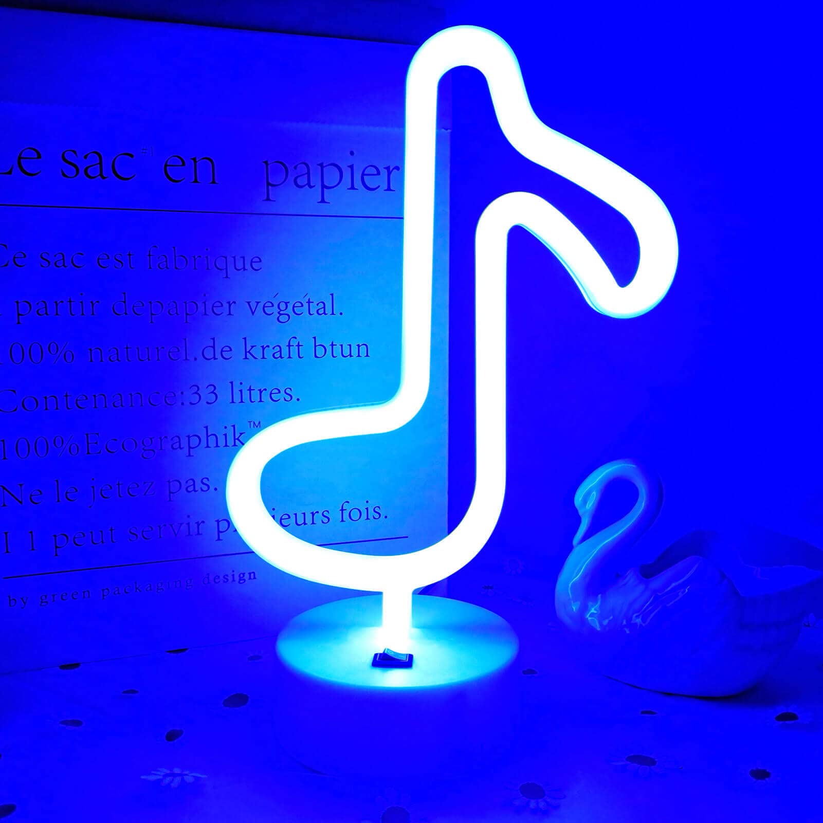 VIFULIN Musical Note Lights LED Light Music Note Neon Light Sign Music Note Lights Music Note Night Light with Stand USB/Battery