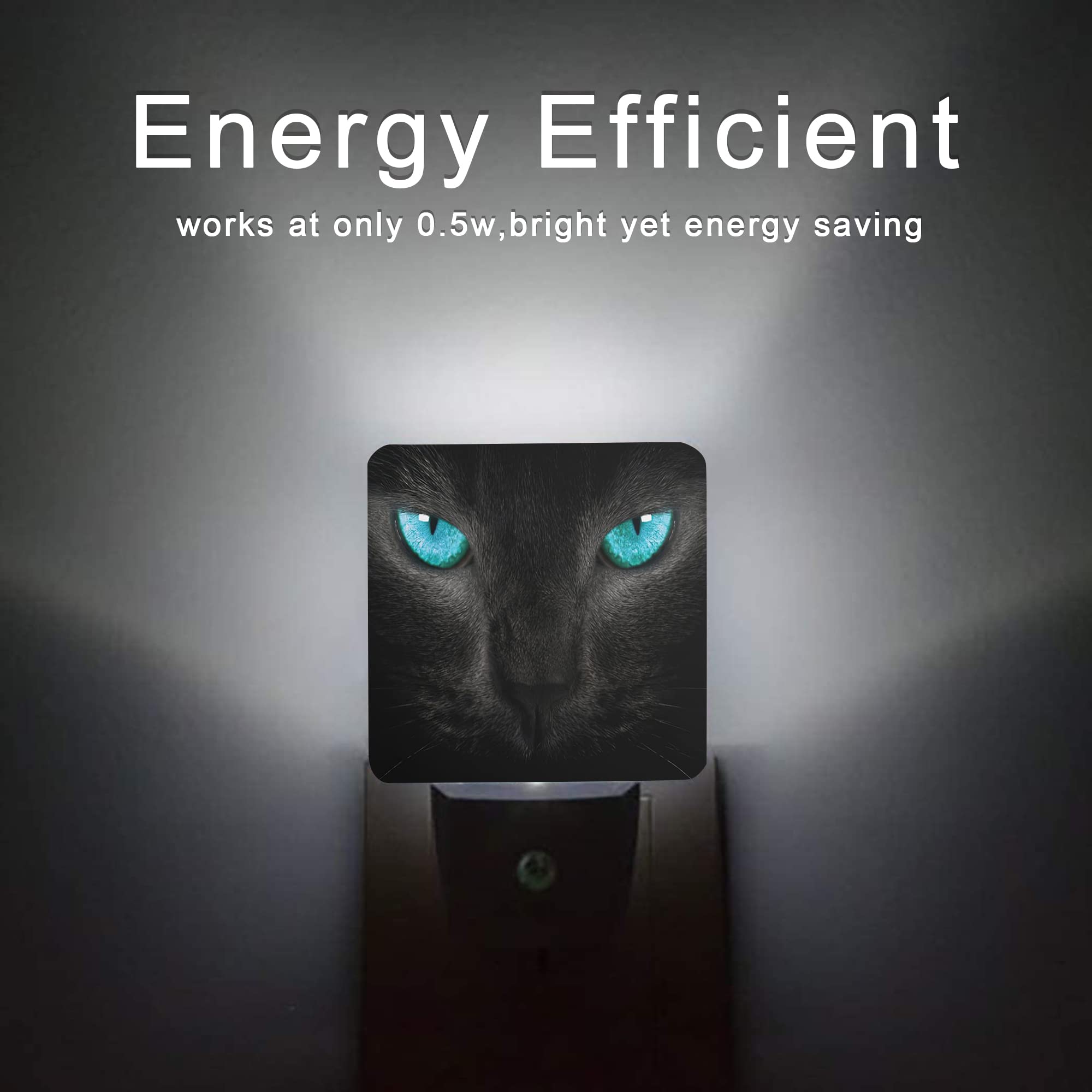 Oeaskly Cat Night Light Black Cat Eye Plug-In Night Lights With Dusk-To-Dawn Sensor For Girlfriend/Boyfriend Gift Sleep Friendly Lamp For Bedroom  Bathroom And Living Room 0.5W