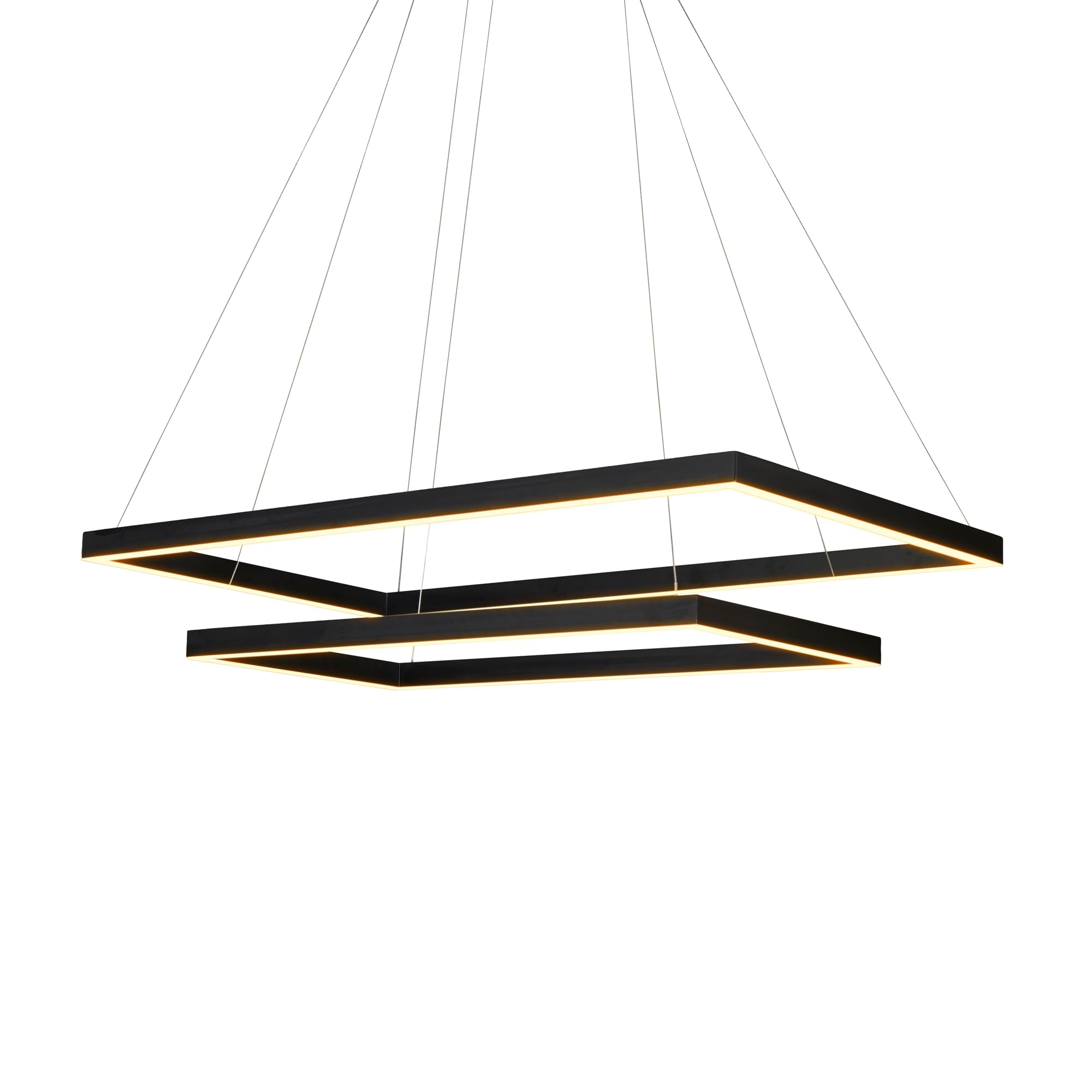 VONN VMC31710BL Atria Duo 29", Adjustable Suspension Fixture, Modern Two-Tier Chandelier Lighting in Black Integrated LED, 29.25" L x 17.25" W x 120" (6") H,