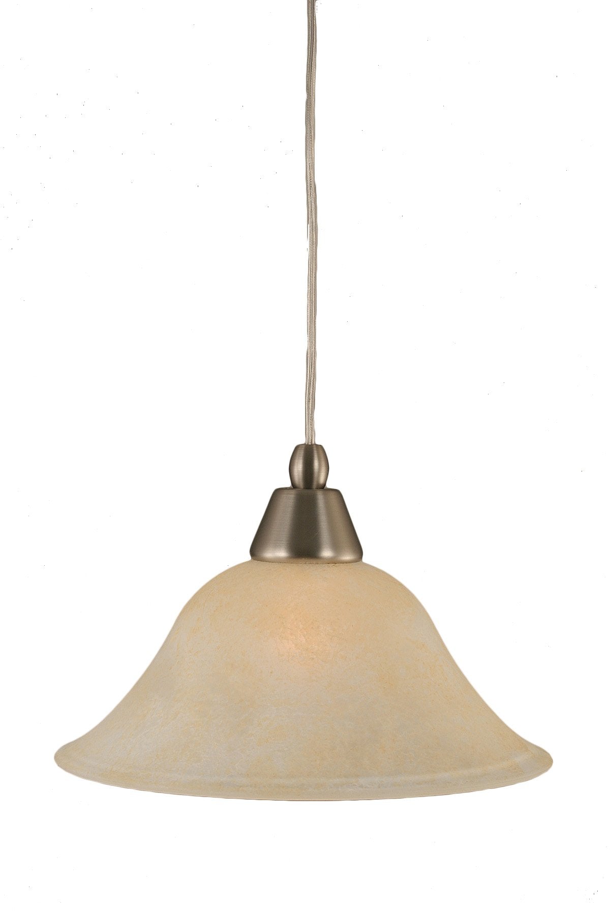 Toltec Lighting 22-Bn-513 Cord Mini-Pendant Light Brushed Nickel Finish With Amber Marble Glass, 10-Inch