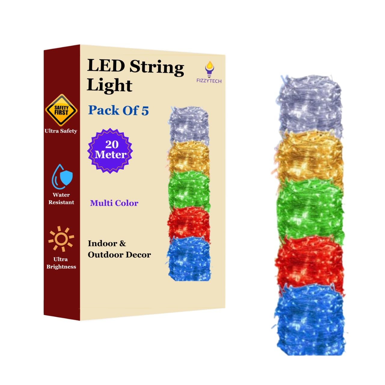 fizzytech Plastic Led Bulbs String Led Lights for Home Decoration for Diwali Decoration Items for Lights of Home Decoration (20 