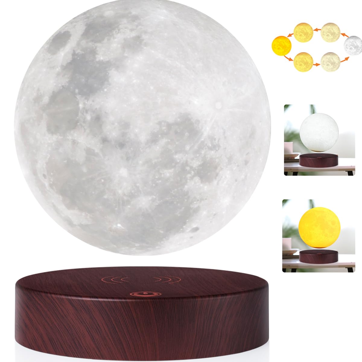VGAzer Magnetic Levitating Moon Lamp Night Light Floating and Spinning in Air Freely with LED Lights for Home,Office Decor,Uniqu