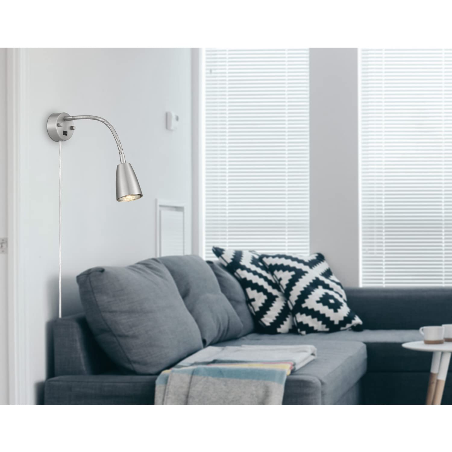 Cal Lighting 14.25" Height Brushed Steel Metal Wall Lamp
