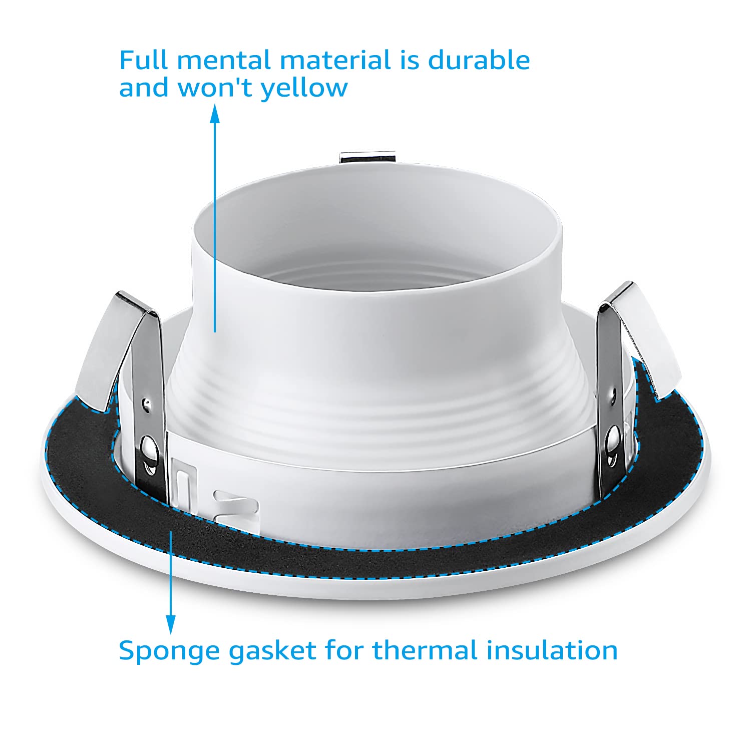 Torchstar 4 Inch Classic White Recessed Light Trim, Metal Step Baffle Trim, Fit Halo/Juno Remodel Recessed Housing, 4 Inch Can Light Trim For Par16, Par20, Br20, White, Pack Of 6